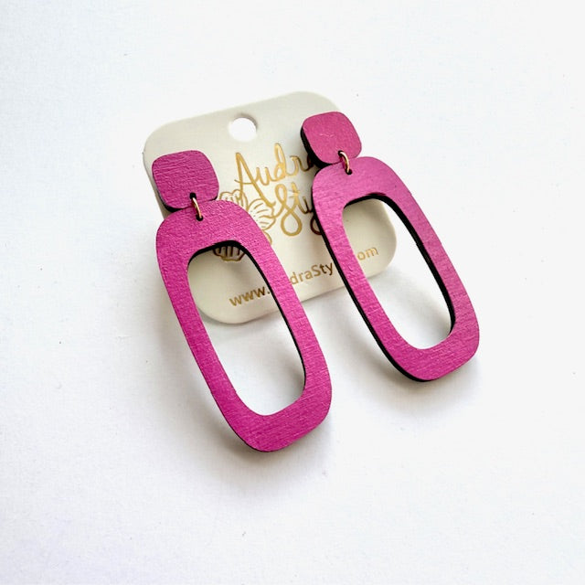 Long Oval Dangle Earrings - 16 Colors