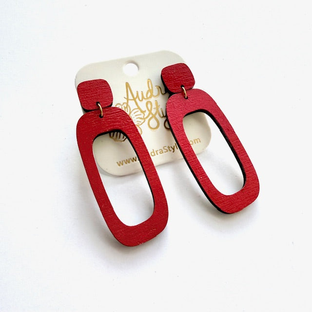 Long Oval Dangle Earrings - 16 Colors