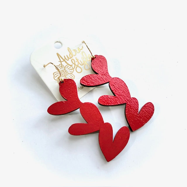 Triple Heart Dangle Earrings