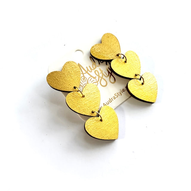 Three Heart Dangle Earrings