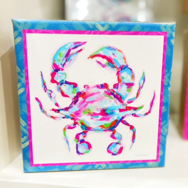 Pink Crab 6"x6" Gallery Wrapped Canvas