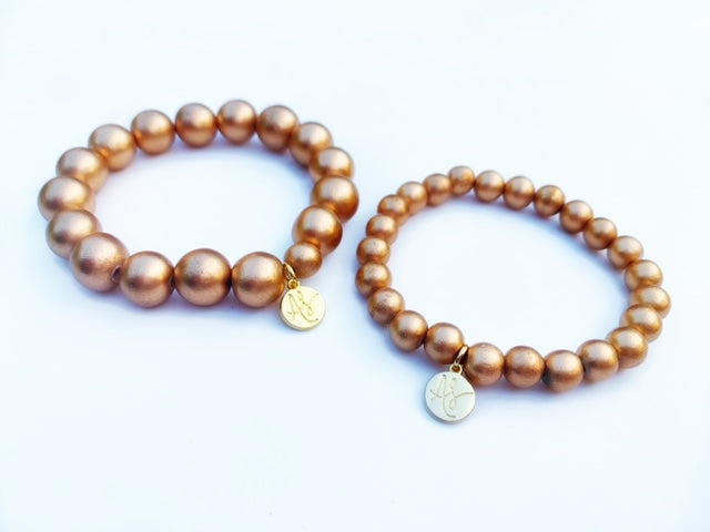 Audra Style Matte Gold Beaded Stacking Bracelet