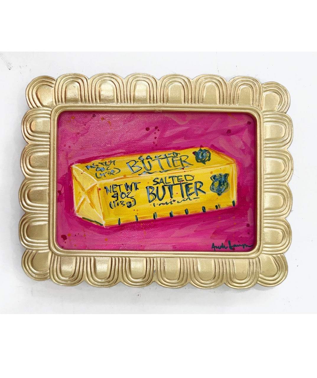 Framed Original Butter Stick Painting on Canvas - Colorful Kitchen Art