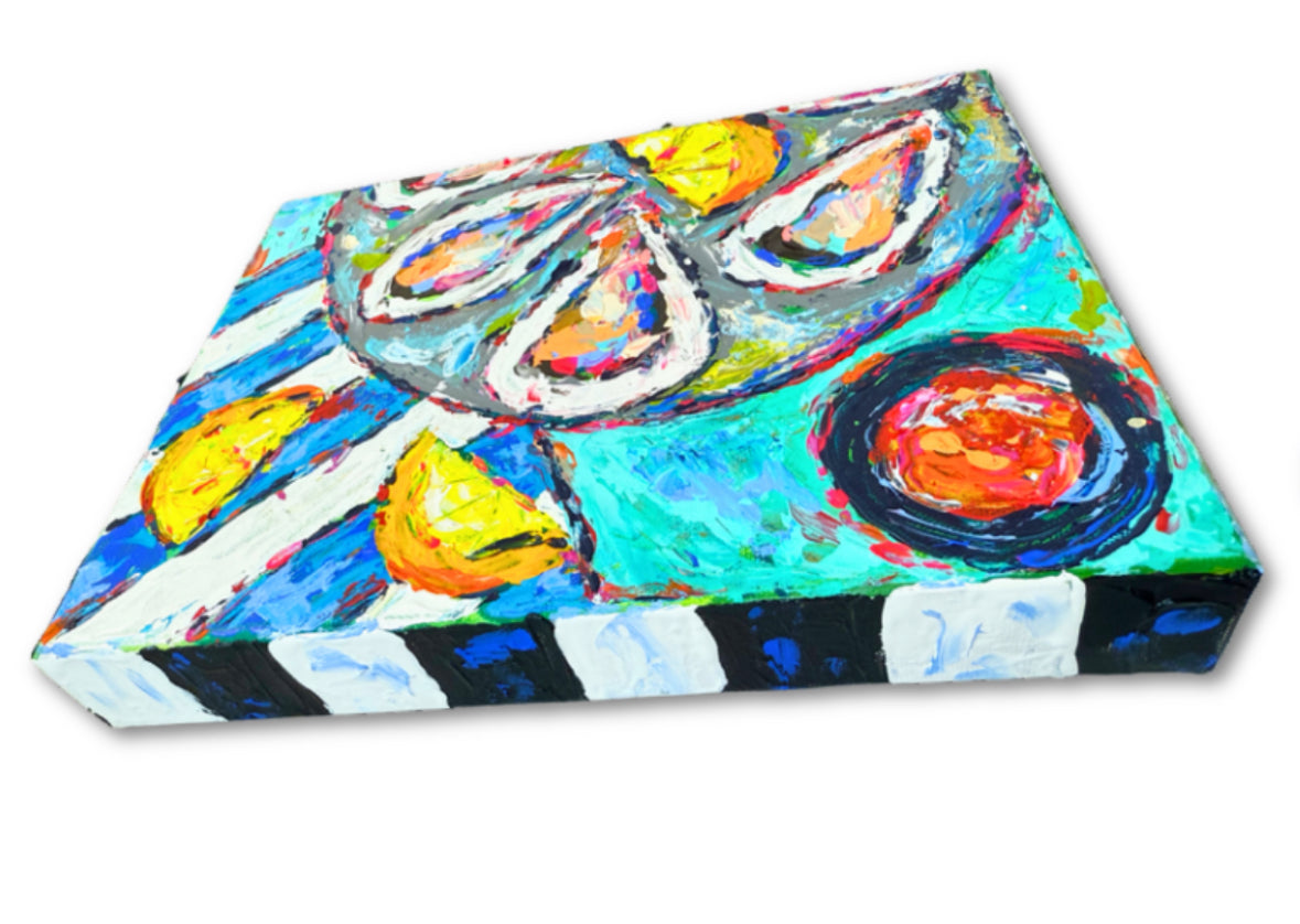 "Oysters and Lemons" Original 8x10" Painting on Gallery Wrapped Canvas