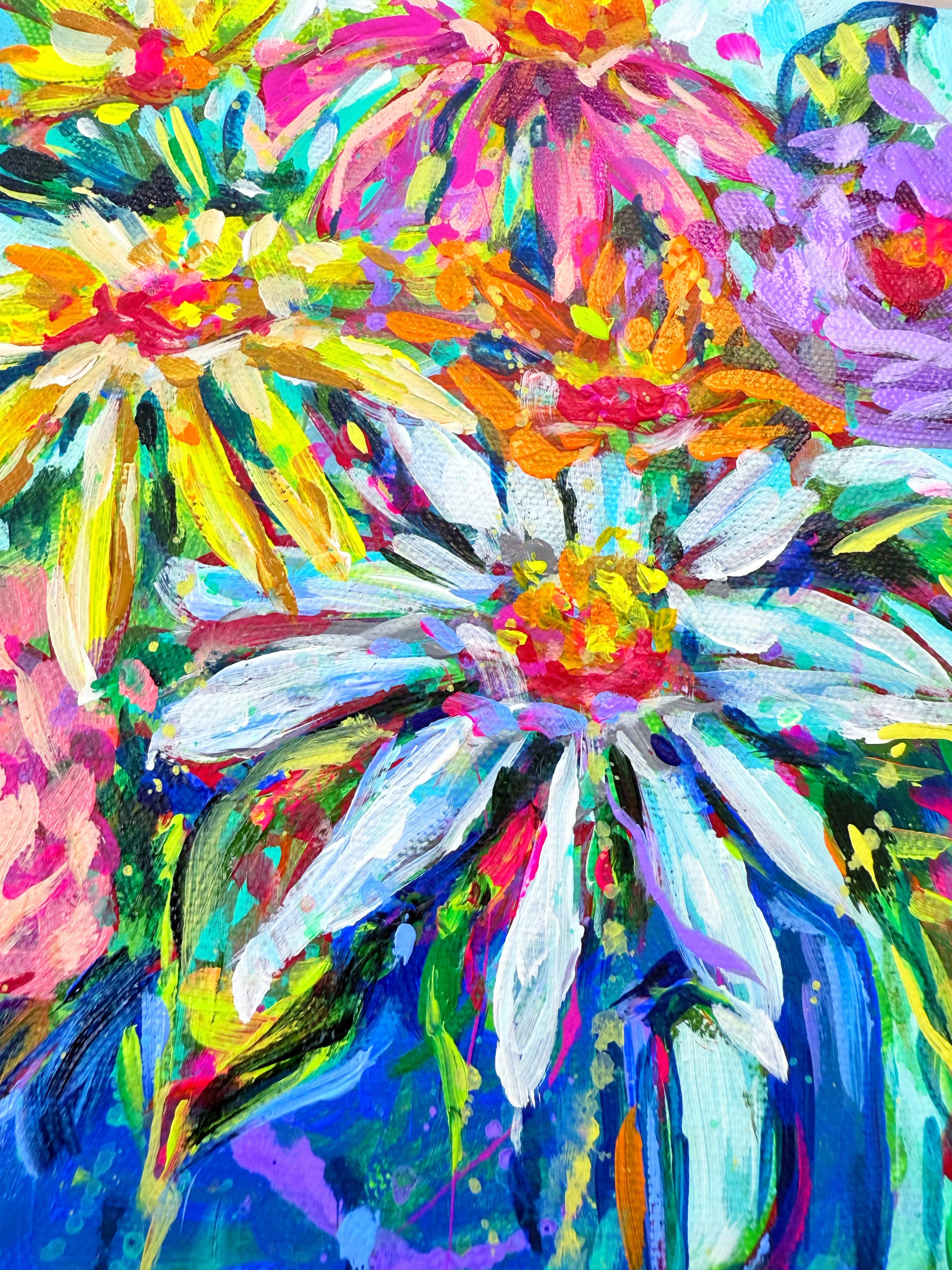 "Blue Jug Floral" Original 8x10" Painting on Gallery Wrapped Canvas