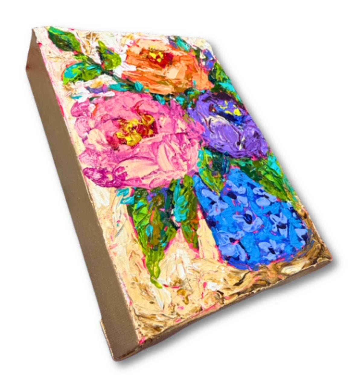 "Absorbed" Floral Bouquet Original 5x7" Painting on Gallery Wrapped Canvas