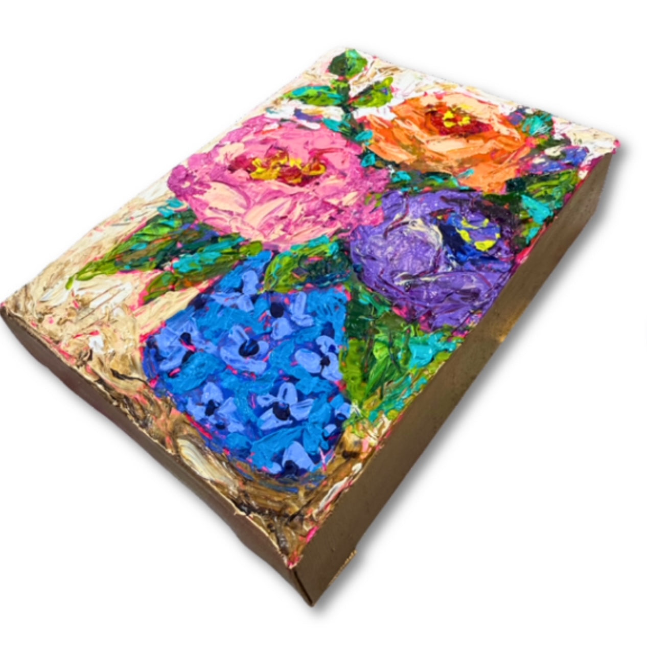 "Absorbed" Floral Bouquet Original 5x7" Painting on Gallery Wrapped Canvas