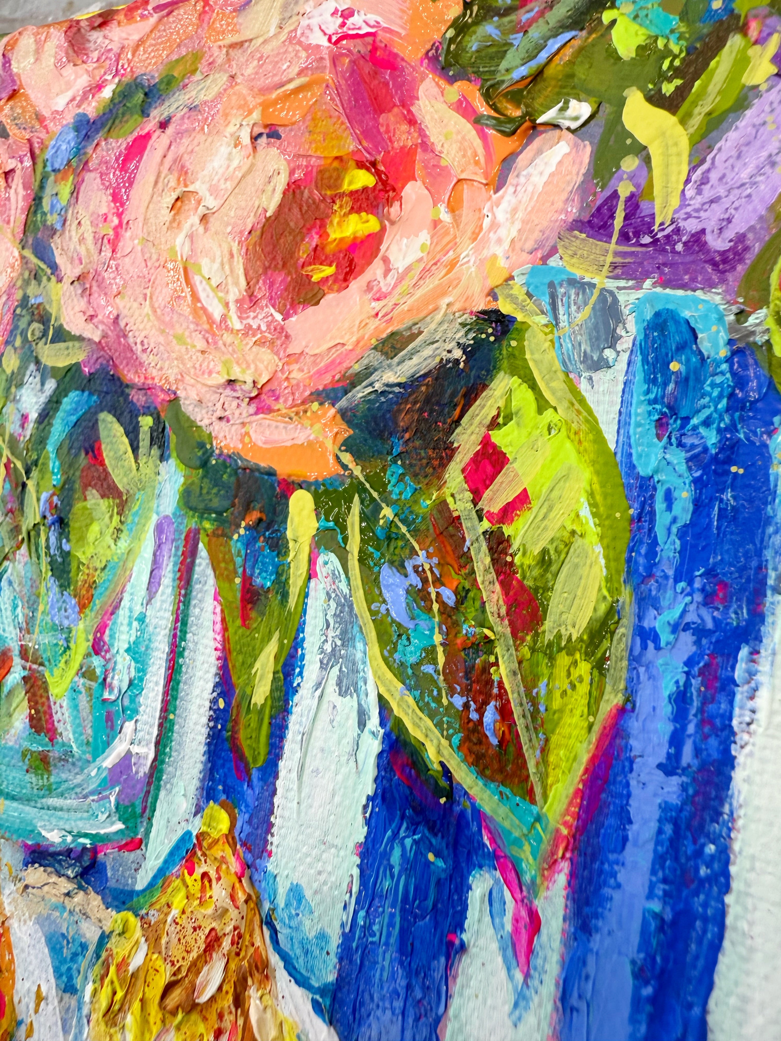 "Half Dozen" Devilled Eggs and Floral Bouquet Original 8x10" Painting on Gallery Wrapped Canvas