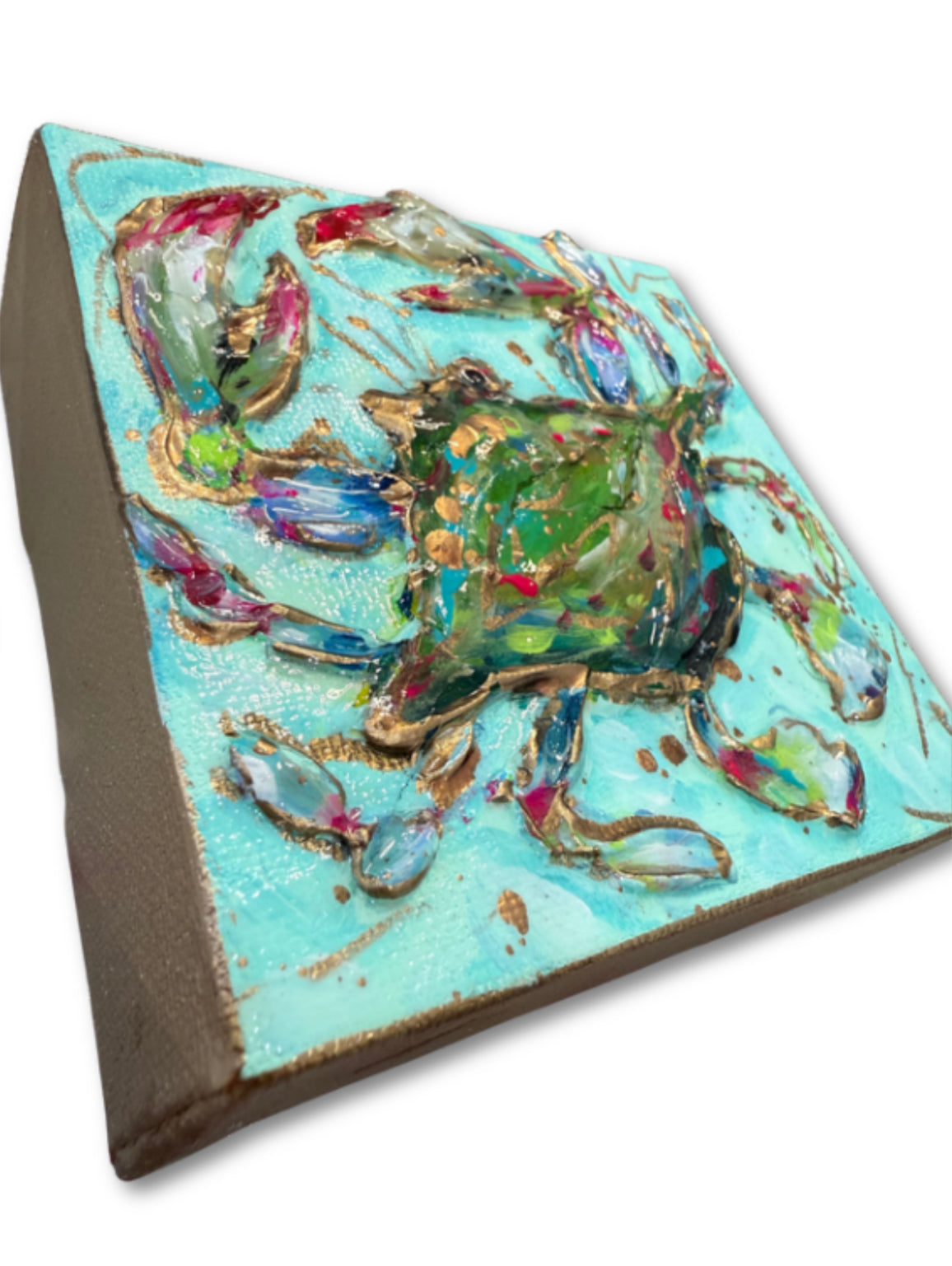 Blue Crab Original 4x4" Painting on Gallery Wrapped Canvas