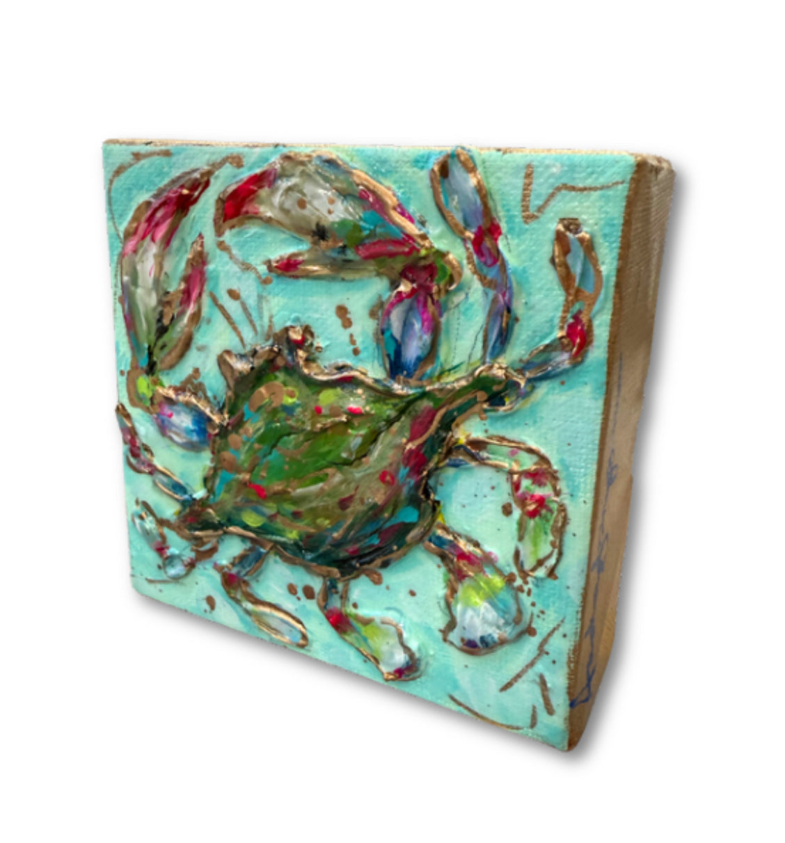 Blue Crab Original 4x4" Painting on Gallery Wrapped Canvas