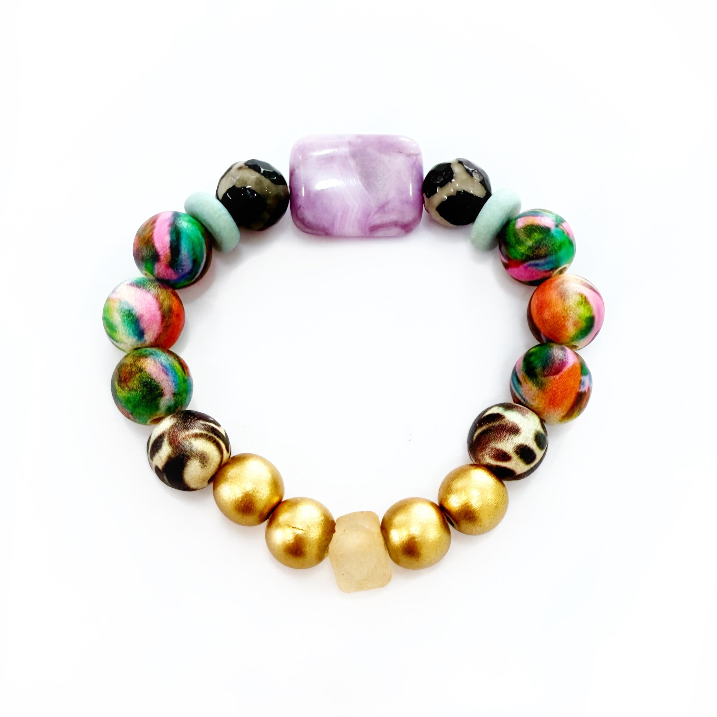 Audra Style Stretchy Stacking Bracelet - Lavendar Fall Beads
