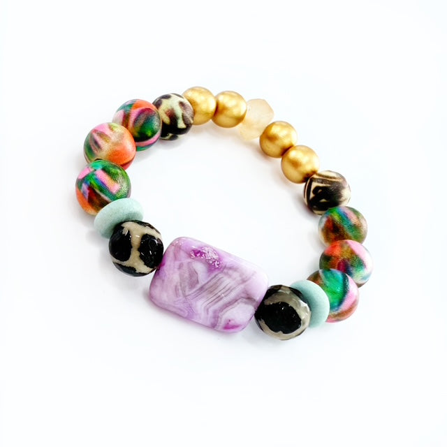 Audra Style Stretchy Stacking Bracelet - Lavendar Fall Beads