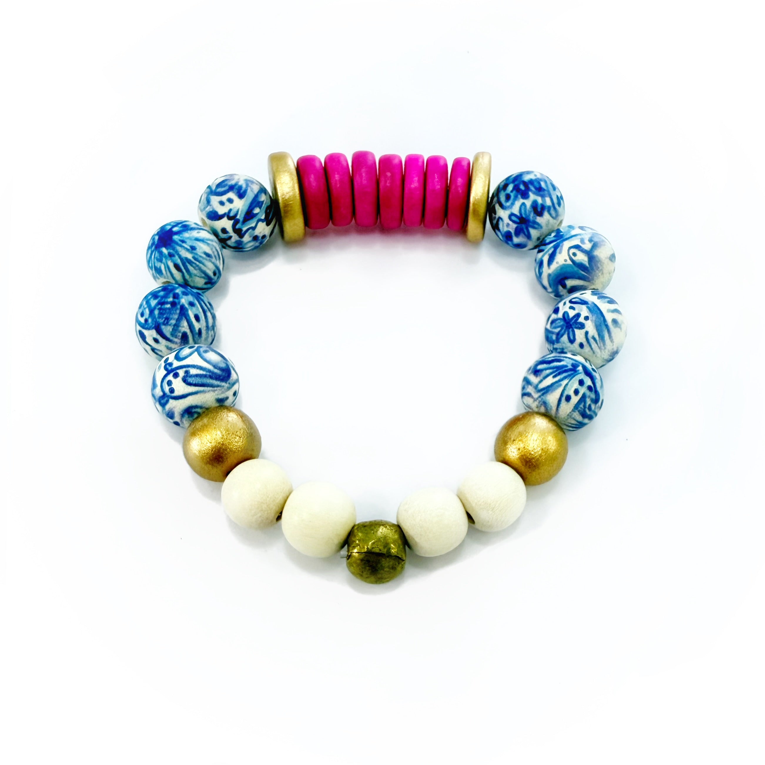 Audra Style Stretchy Stacking Bracelet - Blue White Pink