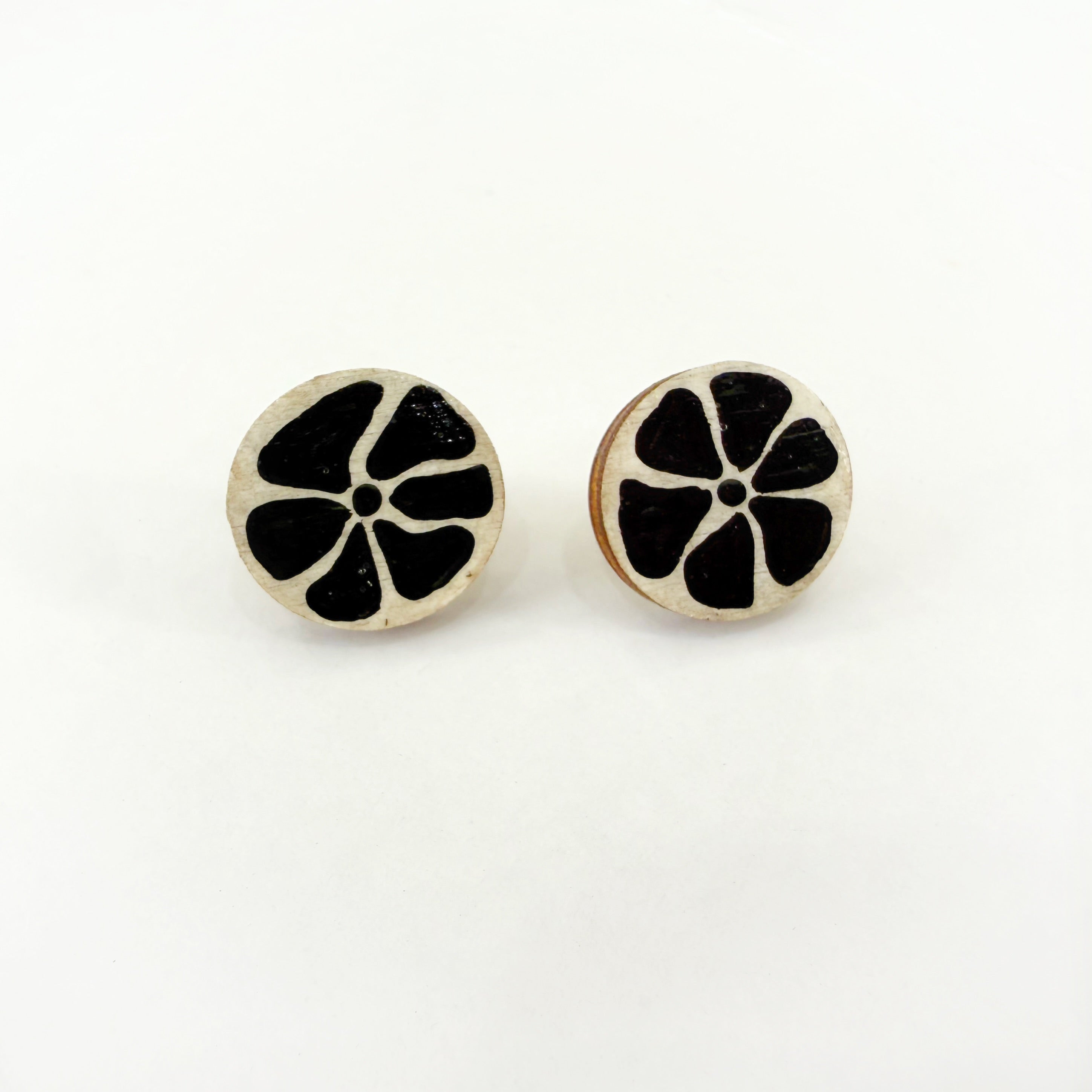 Black and White Hand Painted Folk Art Studs