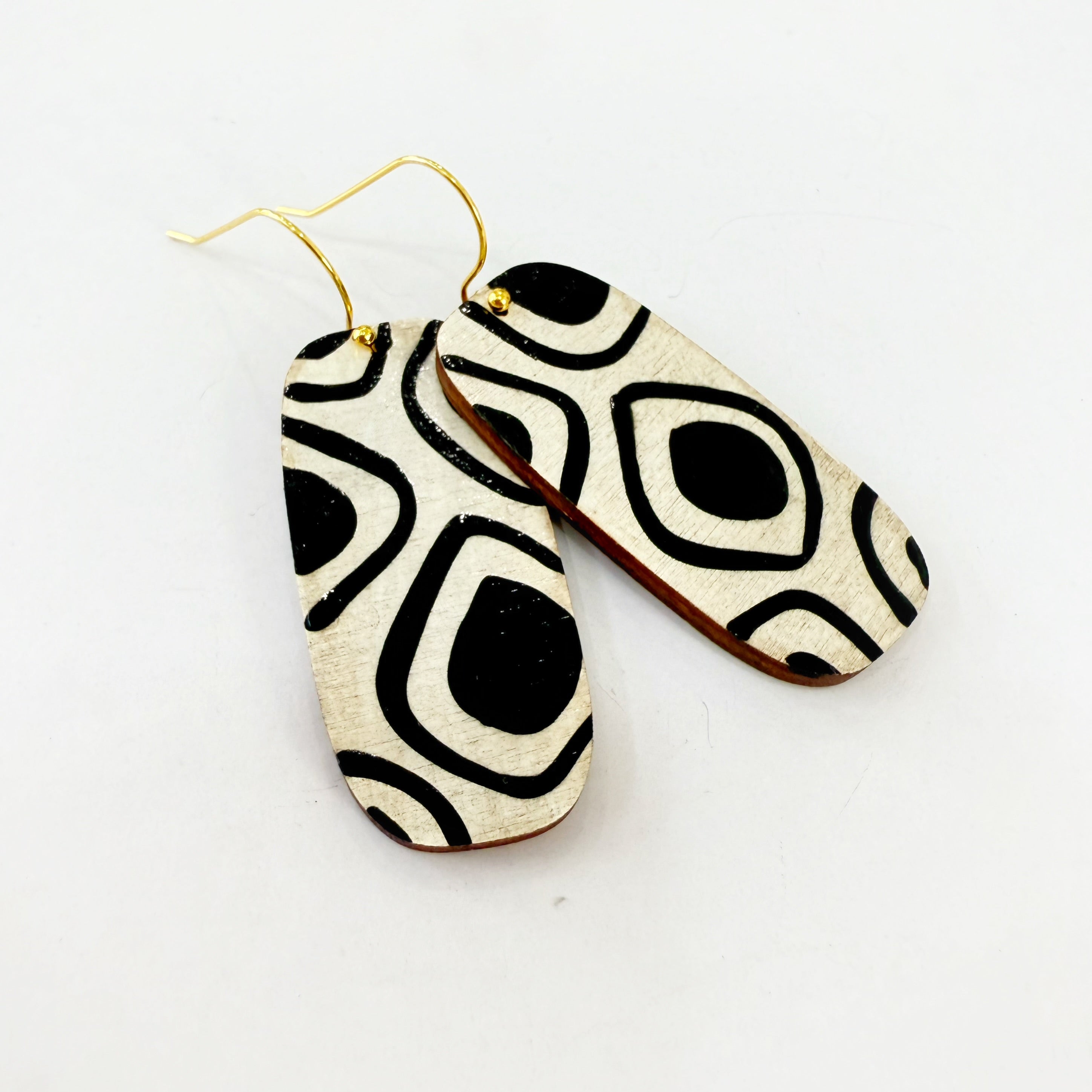 Black and White Hand Painted Retro Dangle