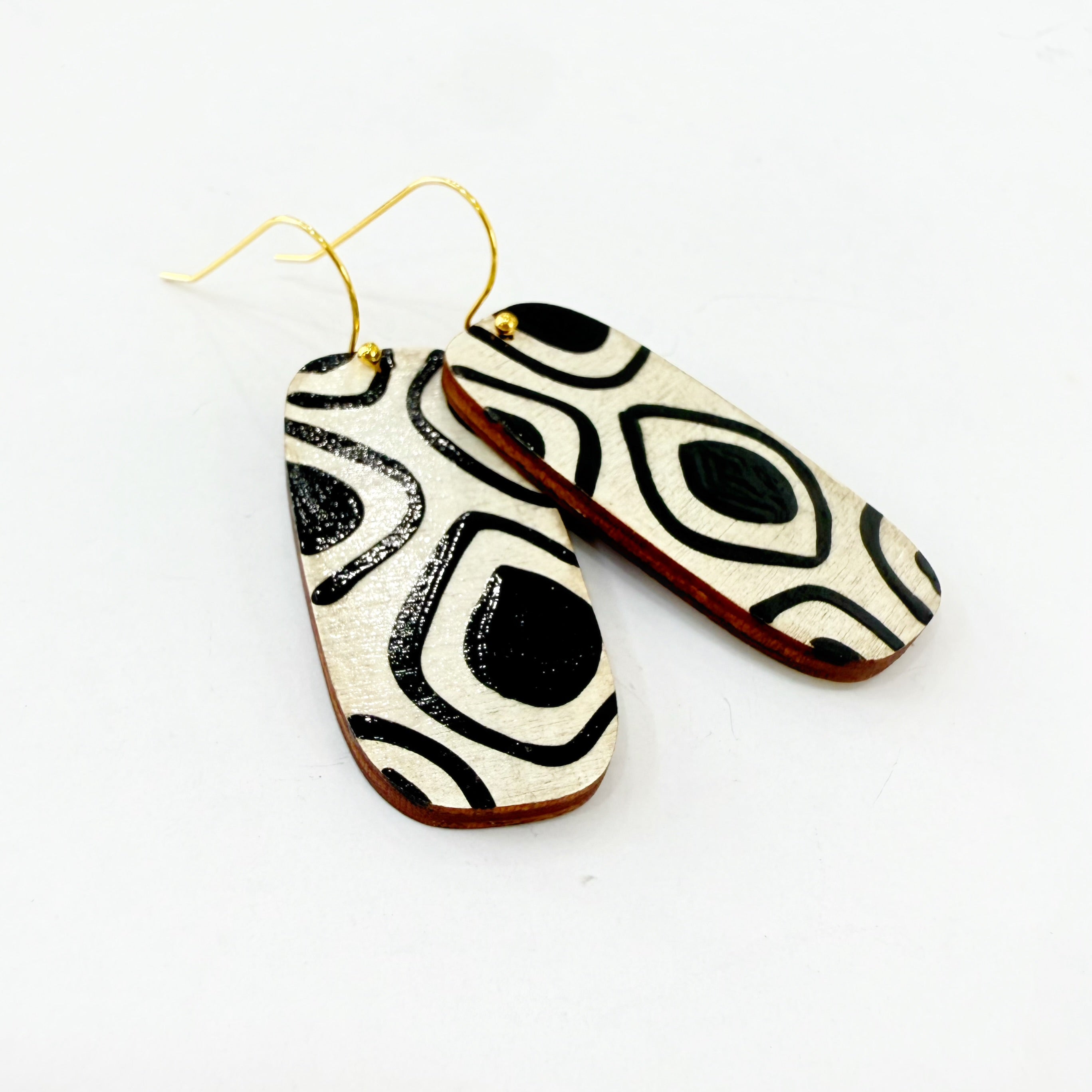 Black and White Hand Painted Retro Dangle