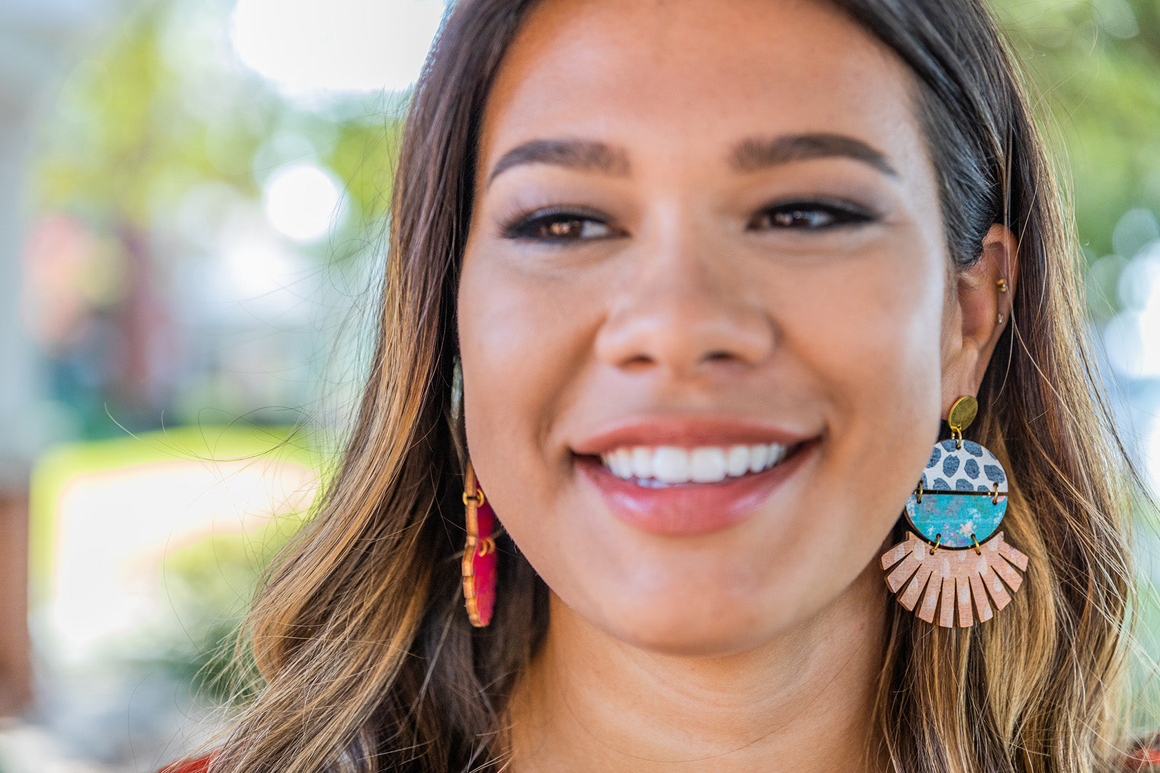 Roxie - PRD Tulip Floral Print Navy Black Polka Dot Earring