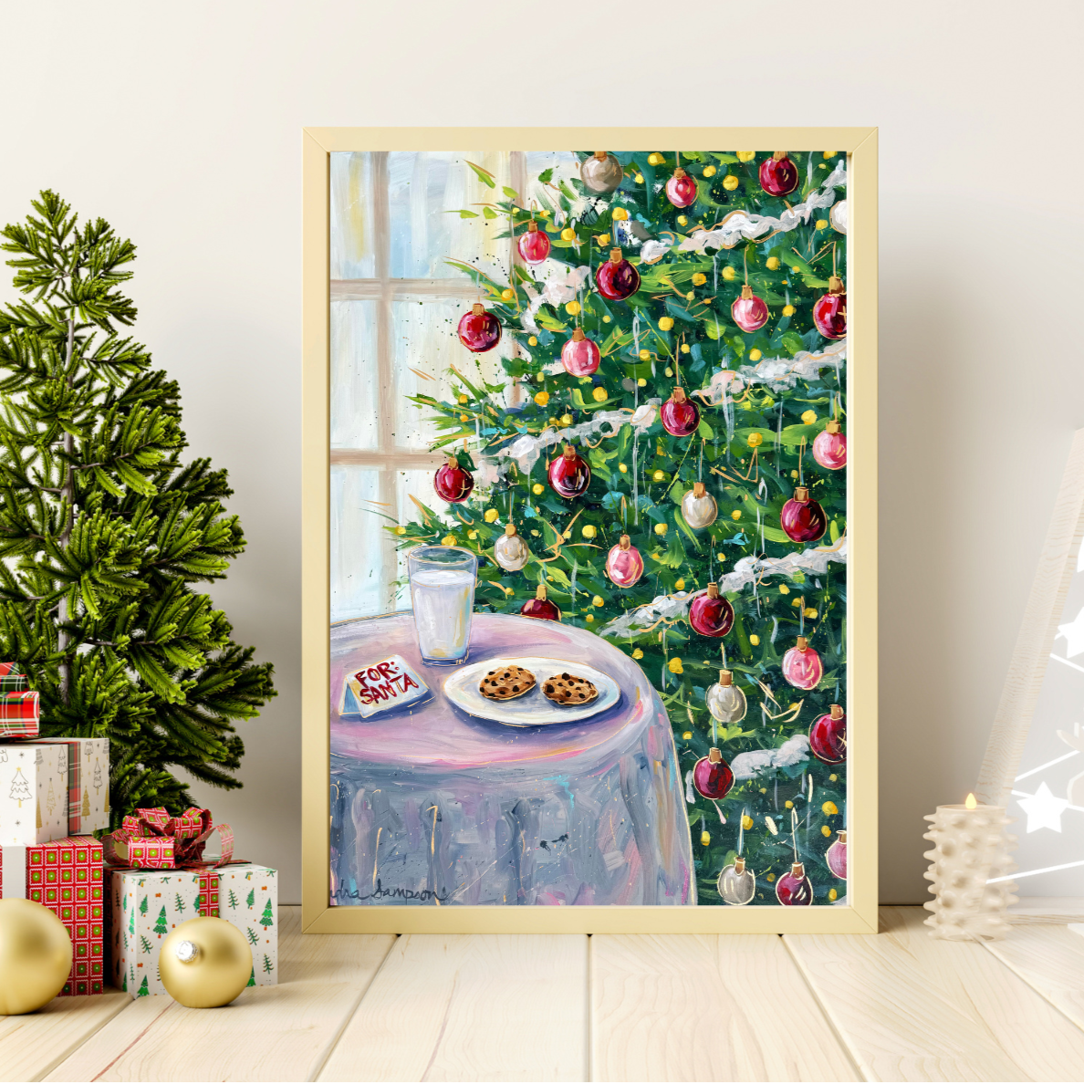 Cookies for Santa Christmas Reproduction Print - On Paper or Canvas