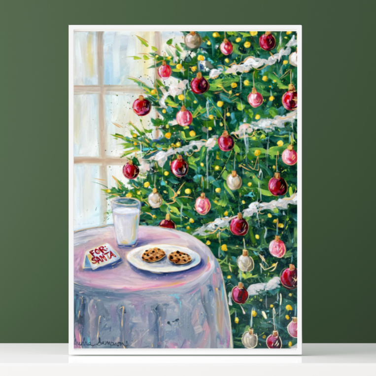 Cookies for Santa Christmas Reproduction Print - On Paper or Canvas
