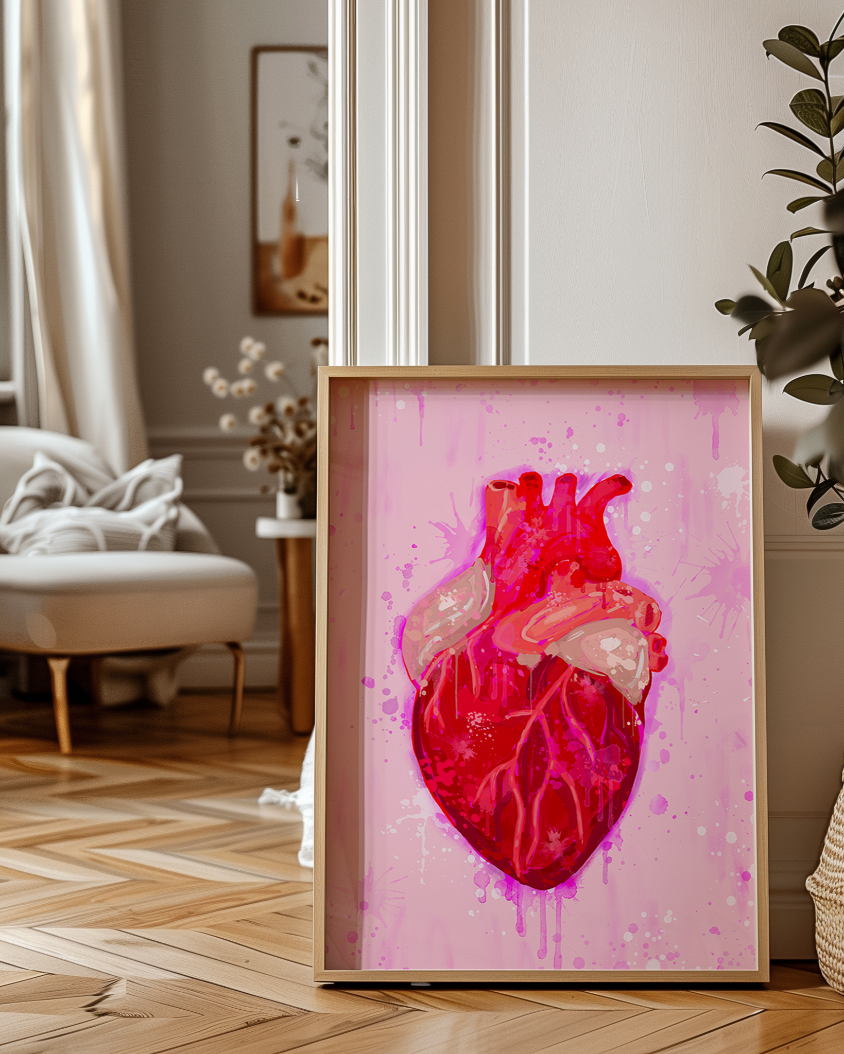 Anatomical Heart Art Print on Paper or Canvas - Pop Art, Maximalist Decor, Colorful Wall Art Poster
