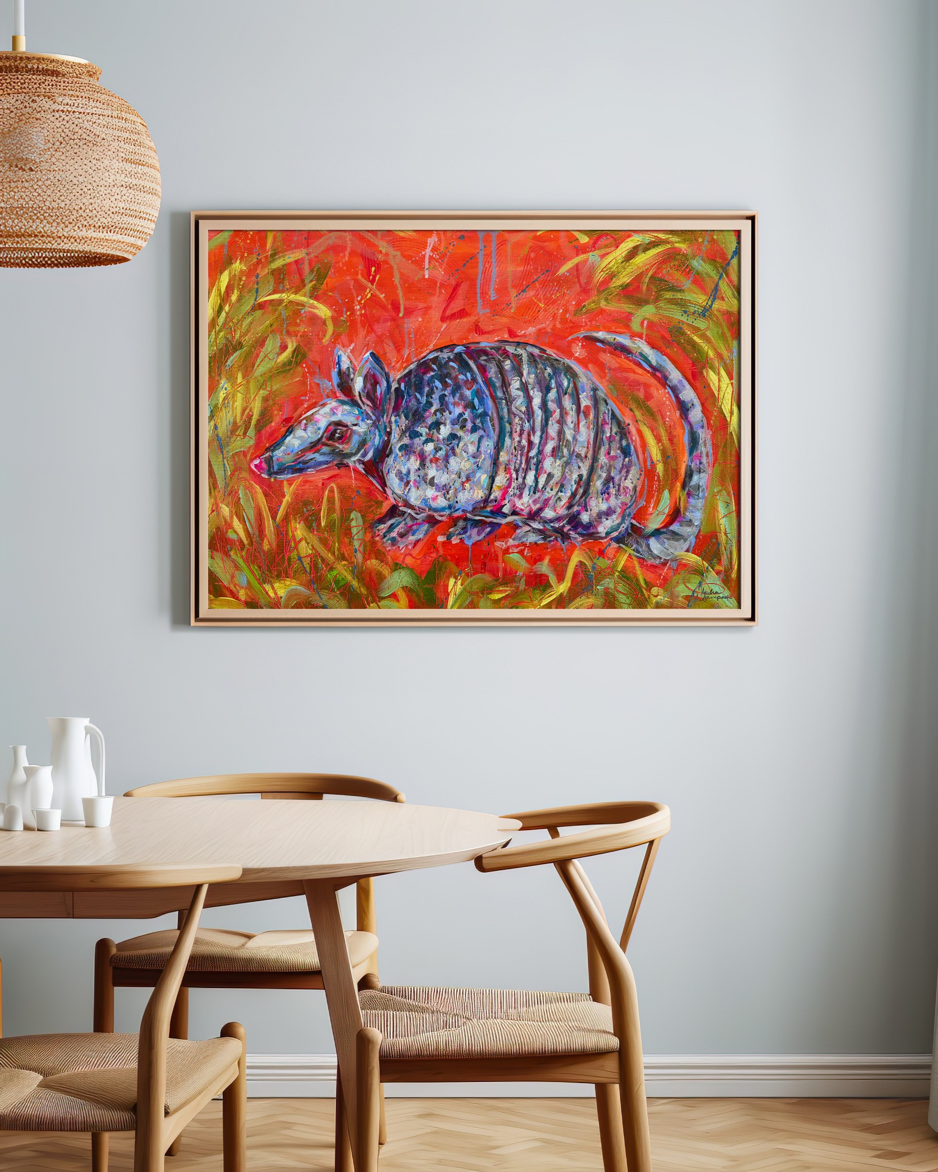 Armadillo Print on Paper or Canvas - Western Desert Texas Decor, Maximalist Art Poster
