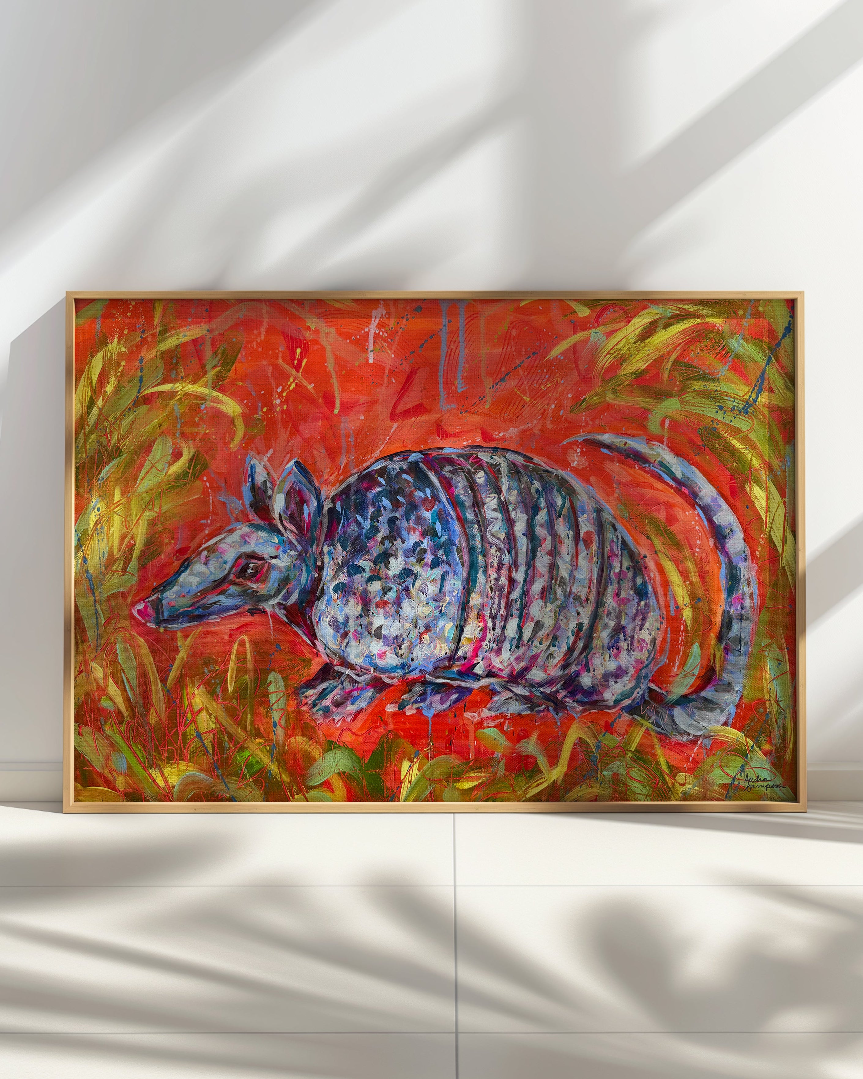Armadillo Print on Paper or Canvas - Western Desert Texas Decor, Maximalist Art Poster