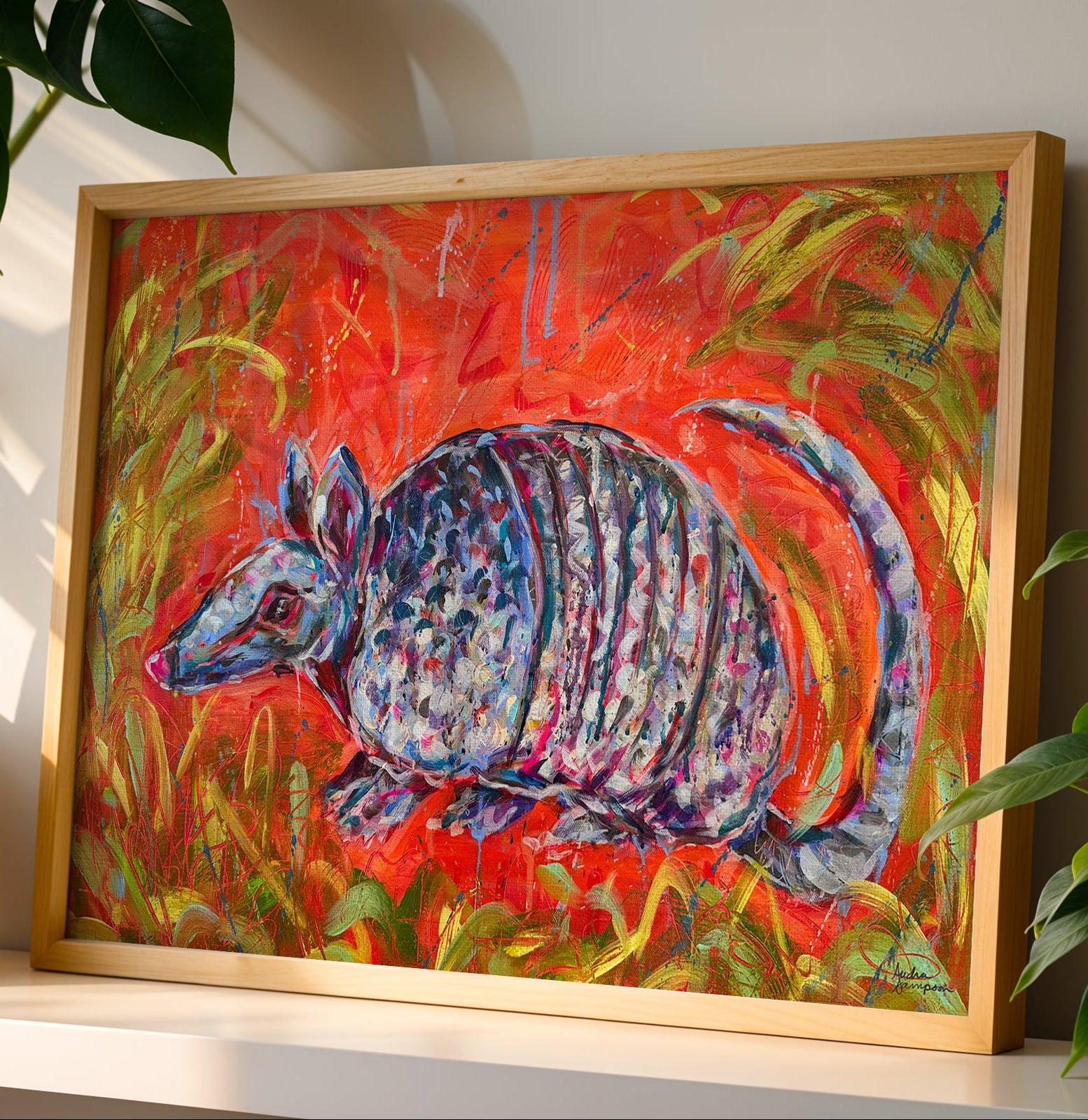 Armadillo Print on Paper or Canvas - Western Desert Texas Decor, Maximalist Art Poster