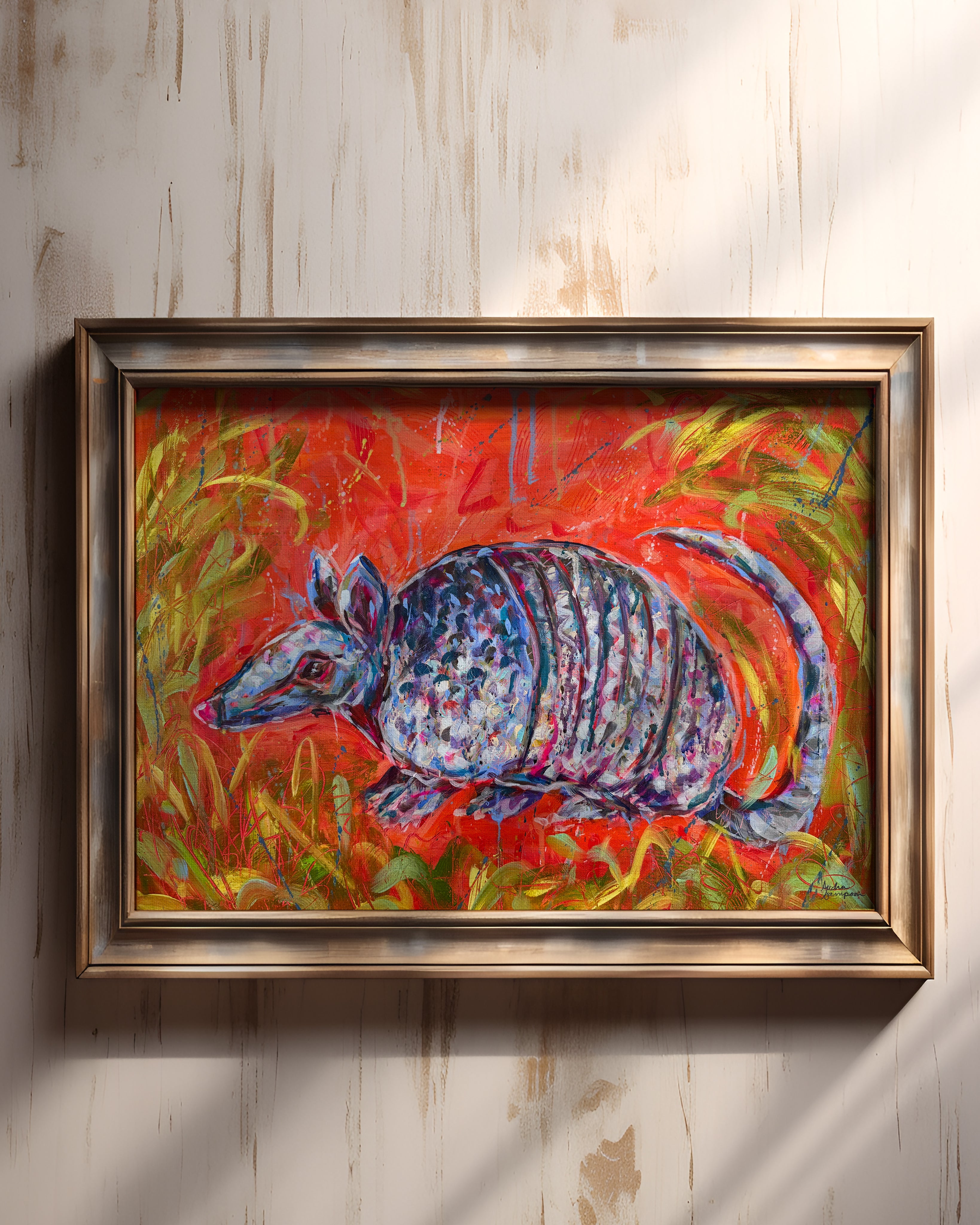 Armadillo Print on Paper or Canvas - Western Desert Texas Decor, Maximalist Art Poster