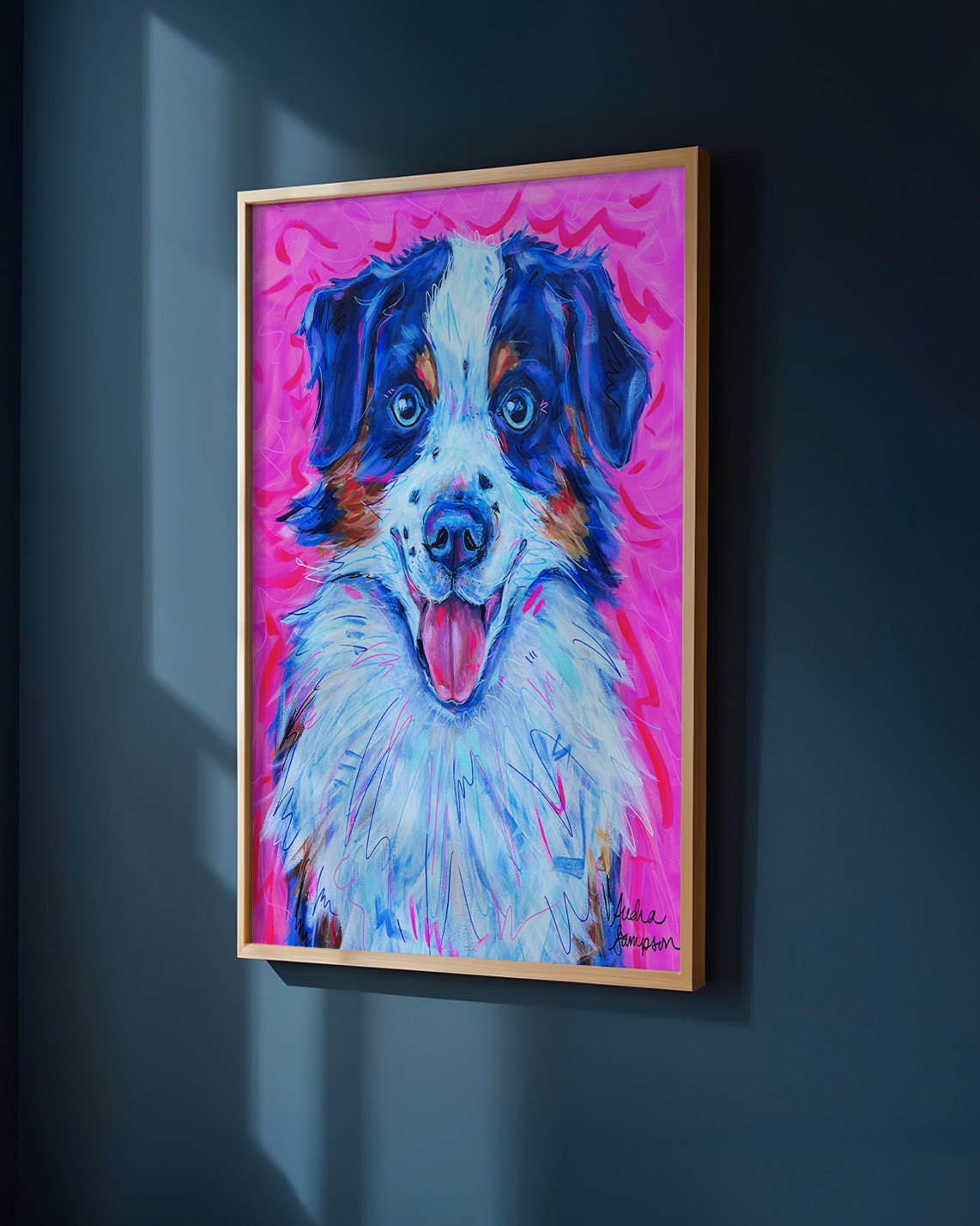 Australian Shepherd Print on Paper or Canvas - Pet Art, Dog Poster, Colorful Wall Art, Dog Gift, Dopamine Decor