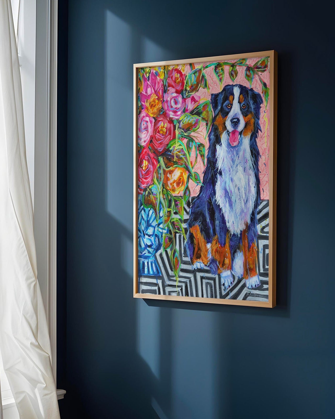 Bernese Mountain Dog Art Print | Maximalist Dog Wall Art | Dopamine Decor