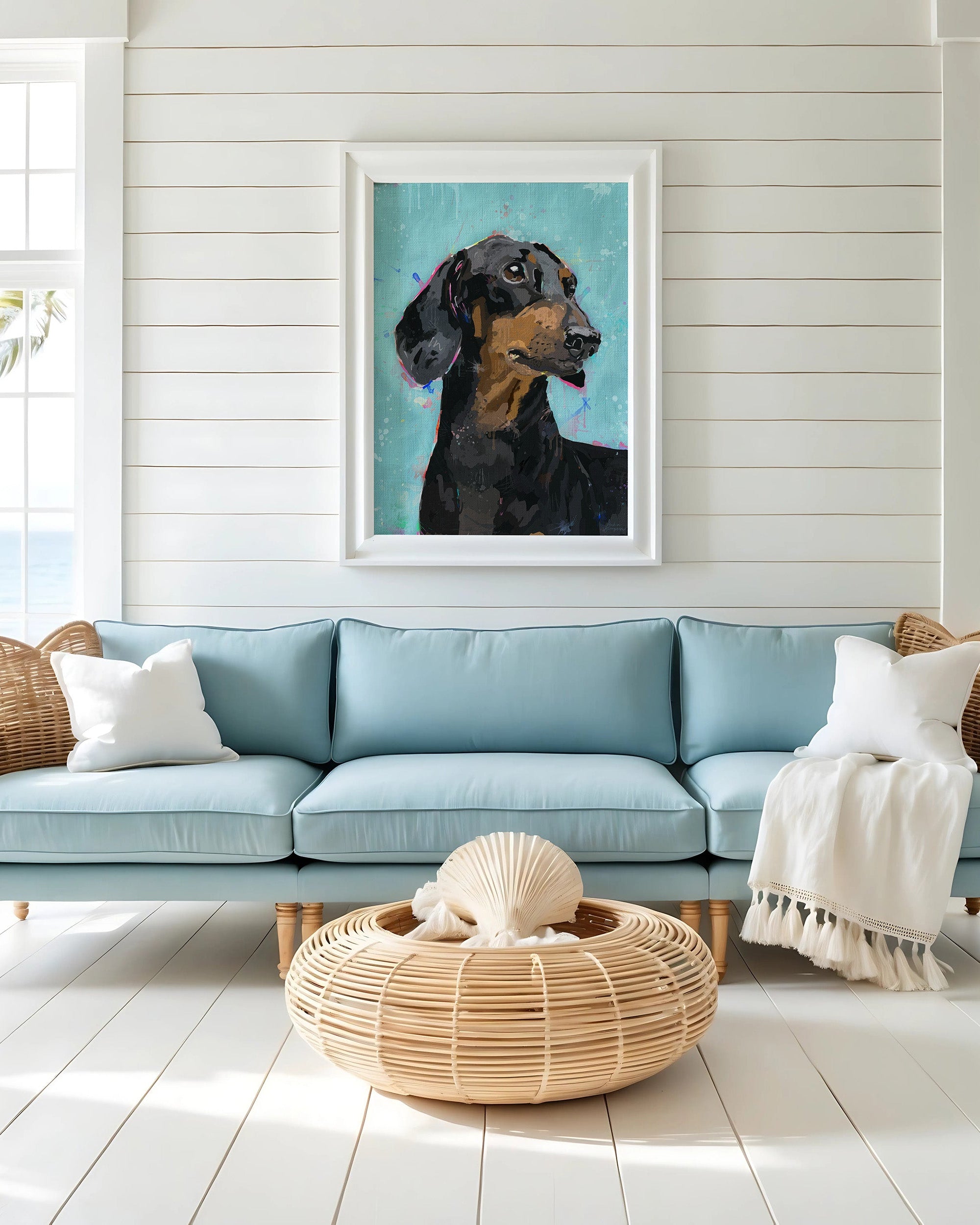 Black and Tan Dachshund Art Print | Colorful Dog Wall Art | Dopamine Decor