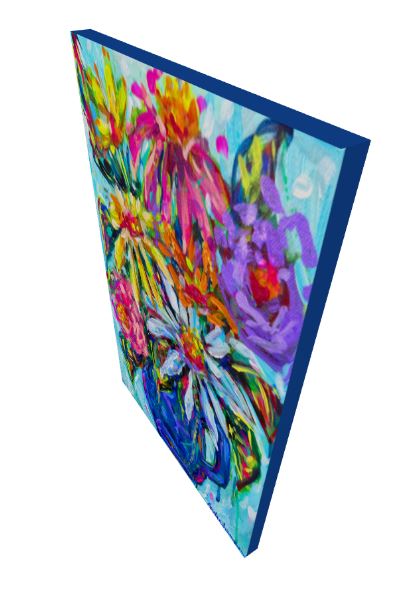 Blue Jug Floral Art Print on Paper or Canvas - Blue White Maximalist Flower Bouquet Art Poster