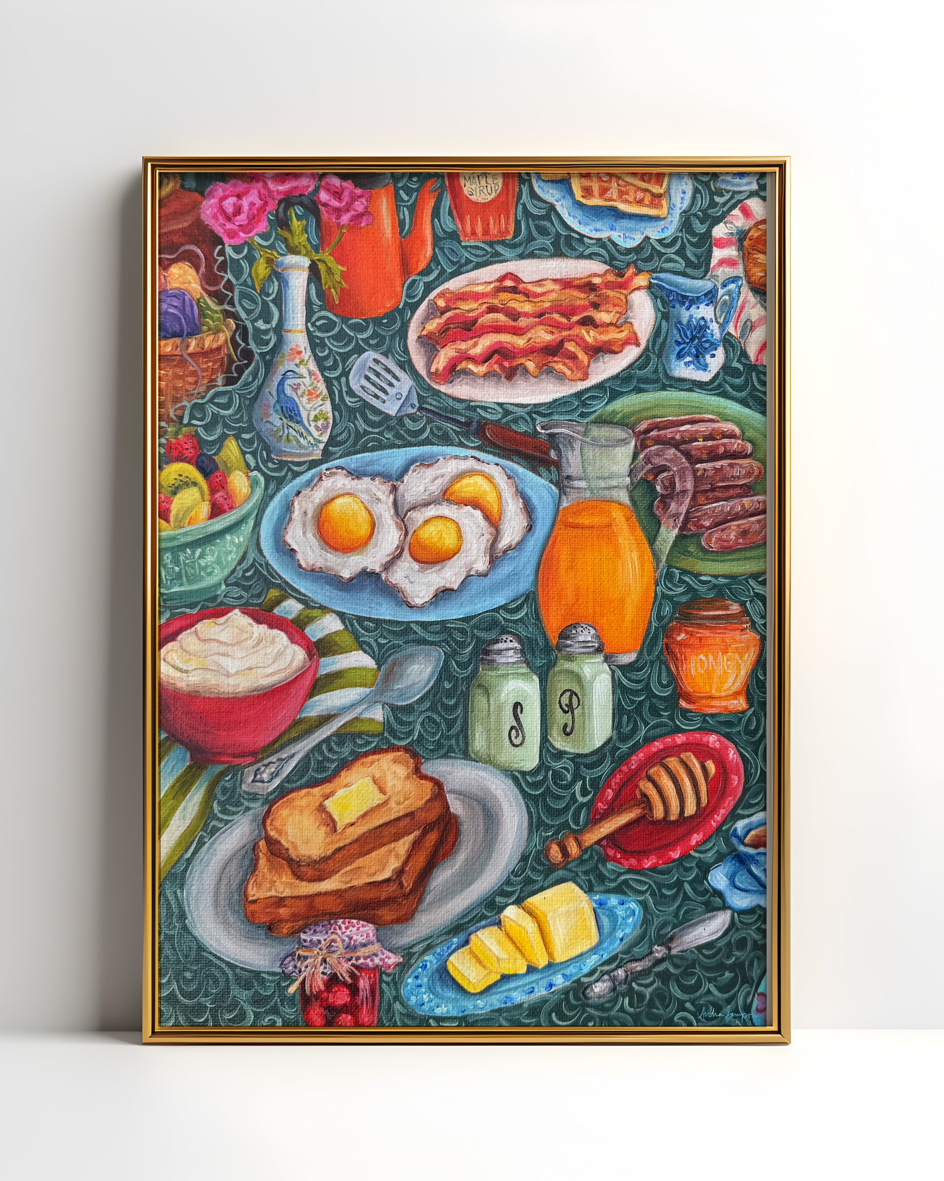 Breakfast Table Art Print | Bold Colorful Southern Kitchen Wall Art