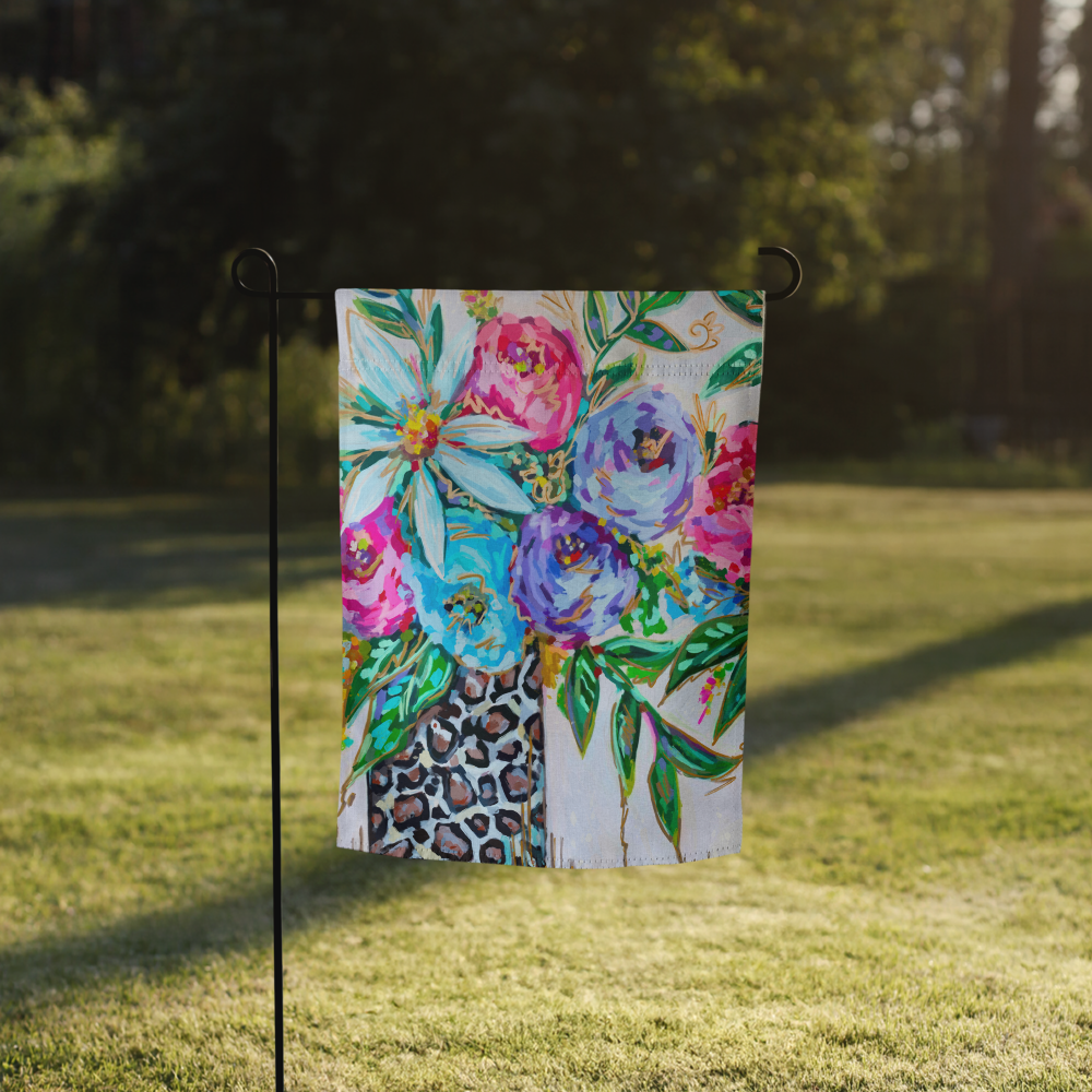Leopard Floral Garden flag