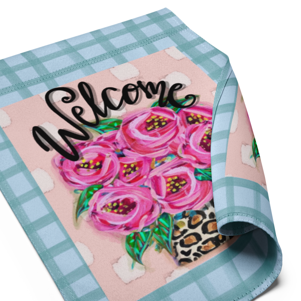 Welcome Rose Bouquet Garden flag