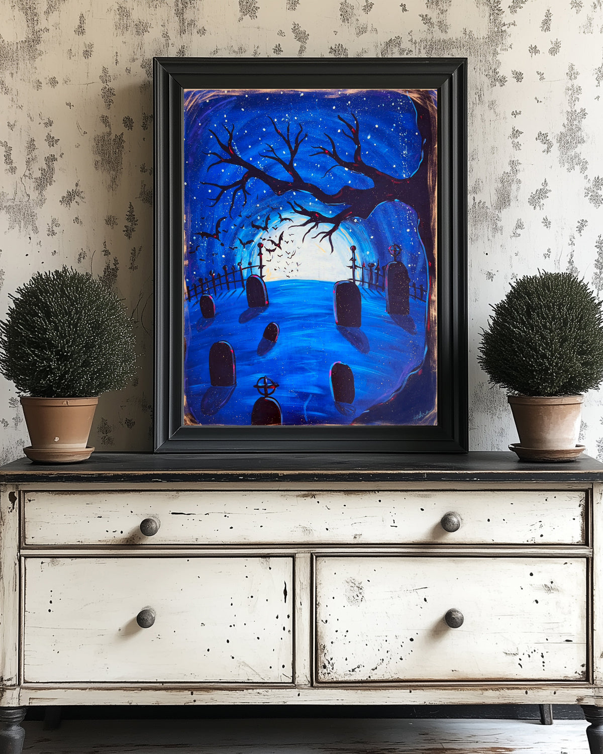 Halloween Cemetery Graveyard Spooky Reproduction Print