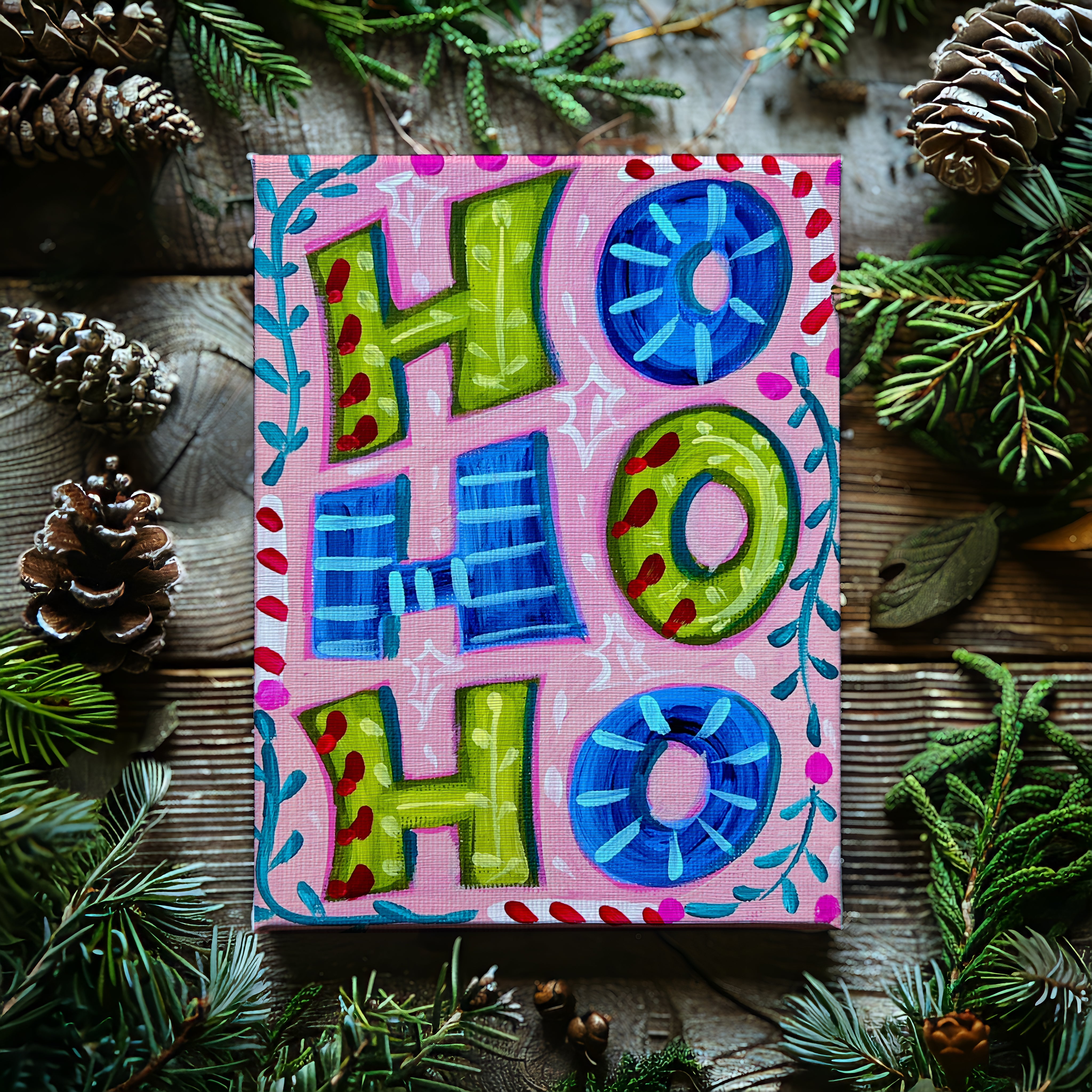 Ho Ho Ho Christmas Reproduction Print - On Paper or Canvas