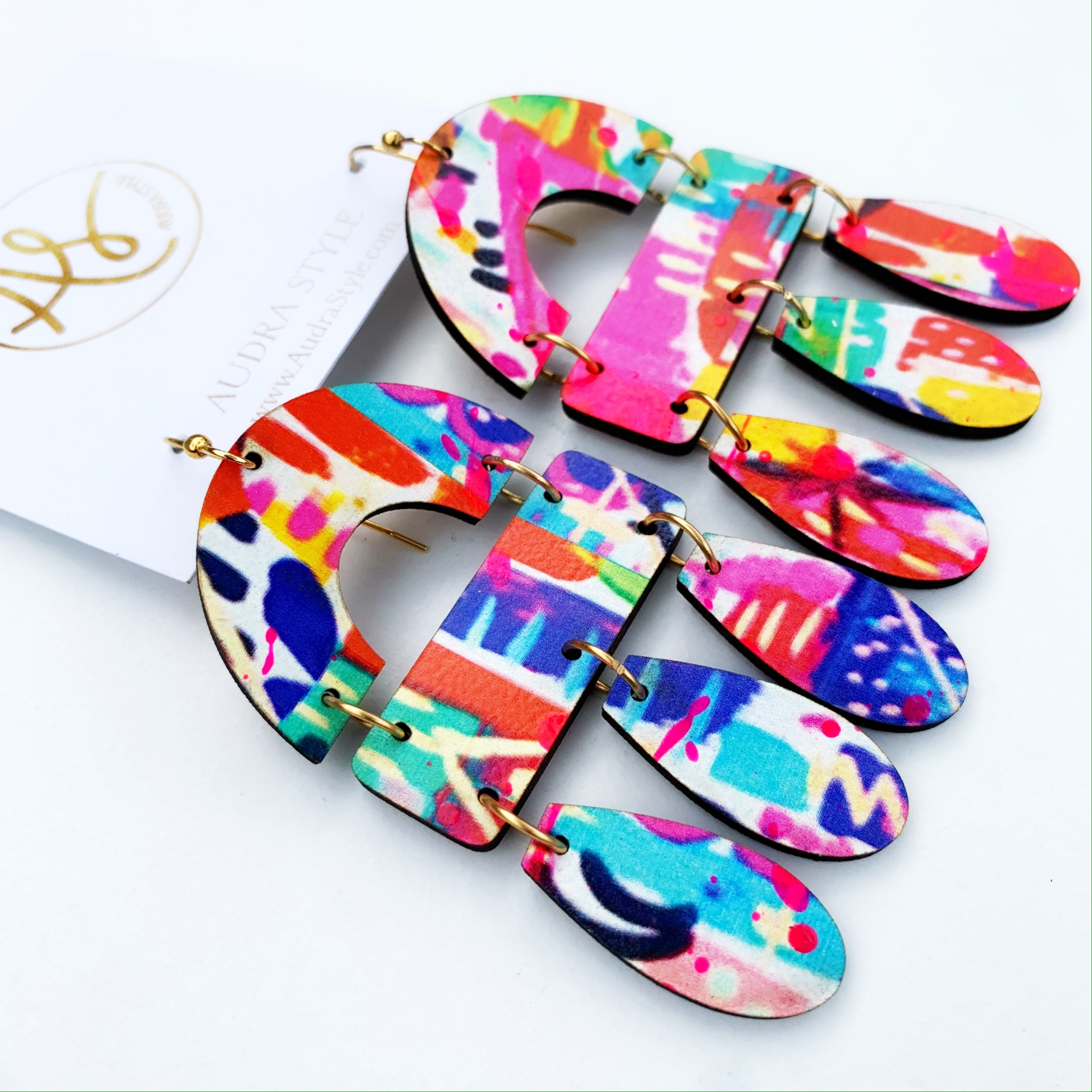 Elizabeth - Colorful Abstract Statement Earring