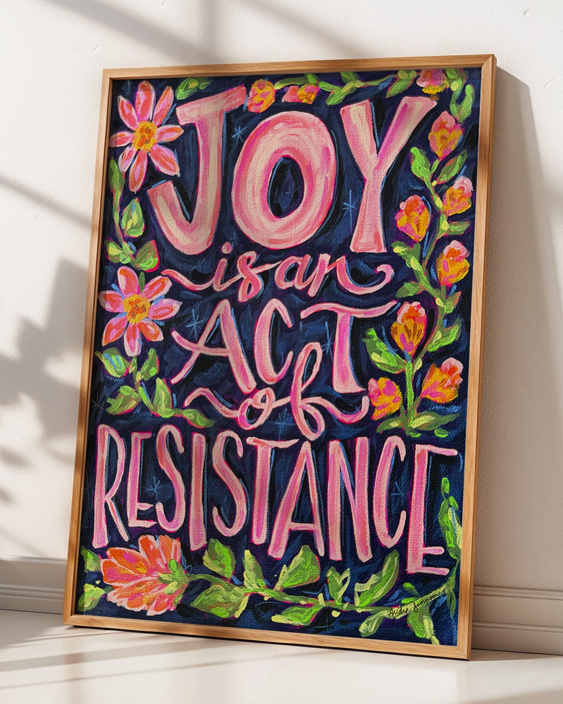 Joy Is An Act of Resistance Quote Art Print on Paper or Canvas - Inspirational Colorful Decor Wall Poster
