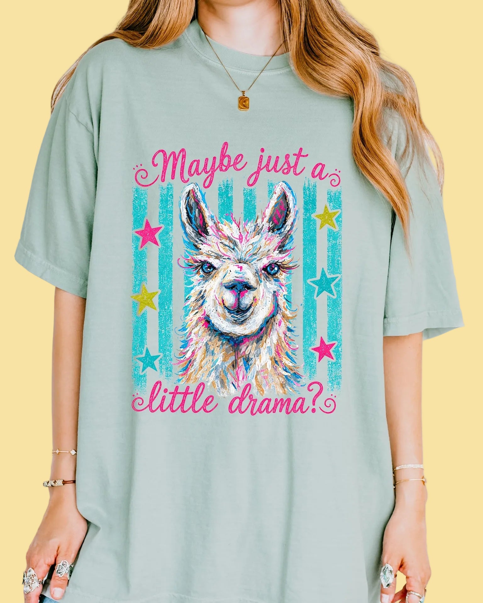 Maybe Just a Little Drama T-Shirt | Colorful Llama Graphic Tee