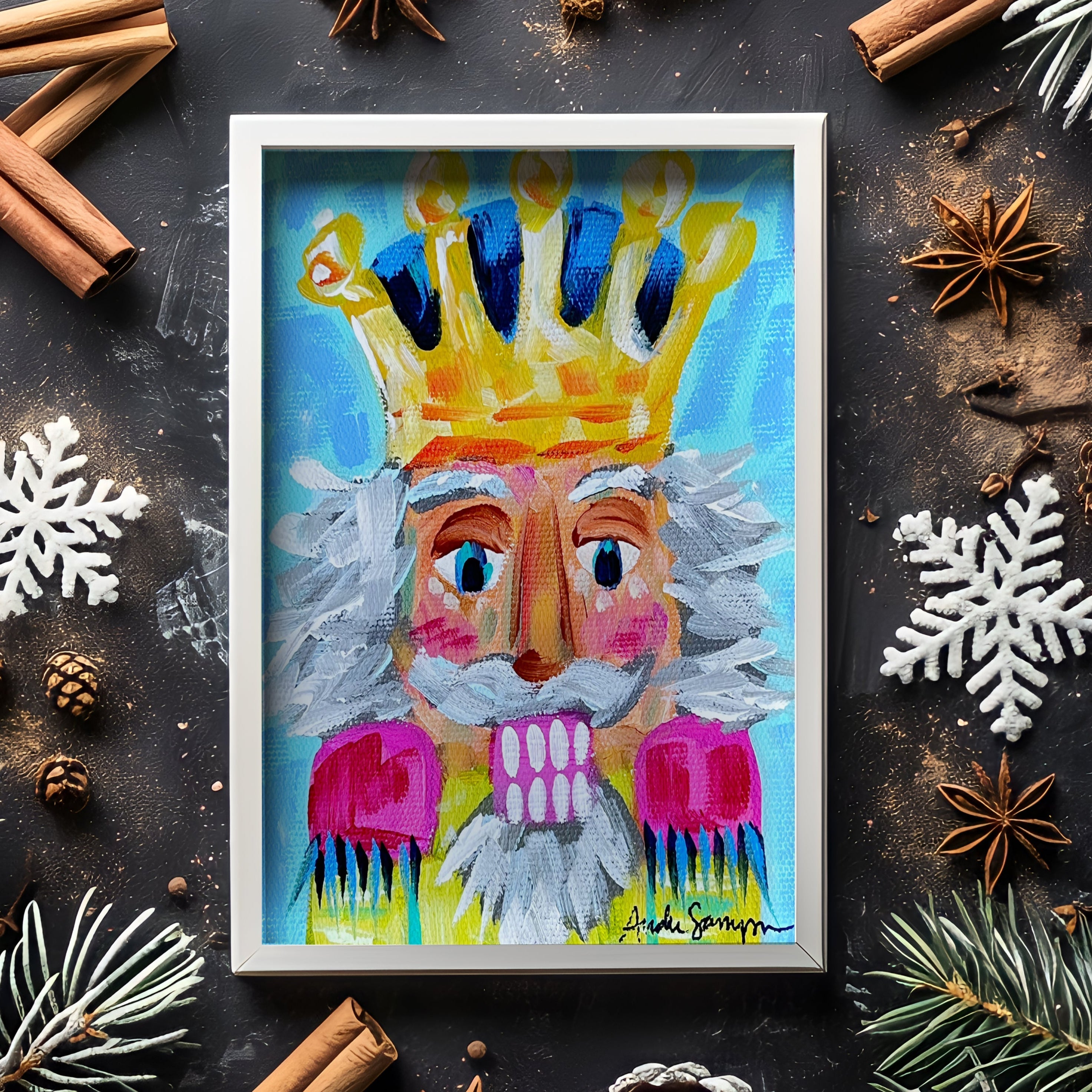 Nutcracker Christmas Reproduction Print - On Paper or Canvas