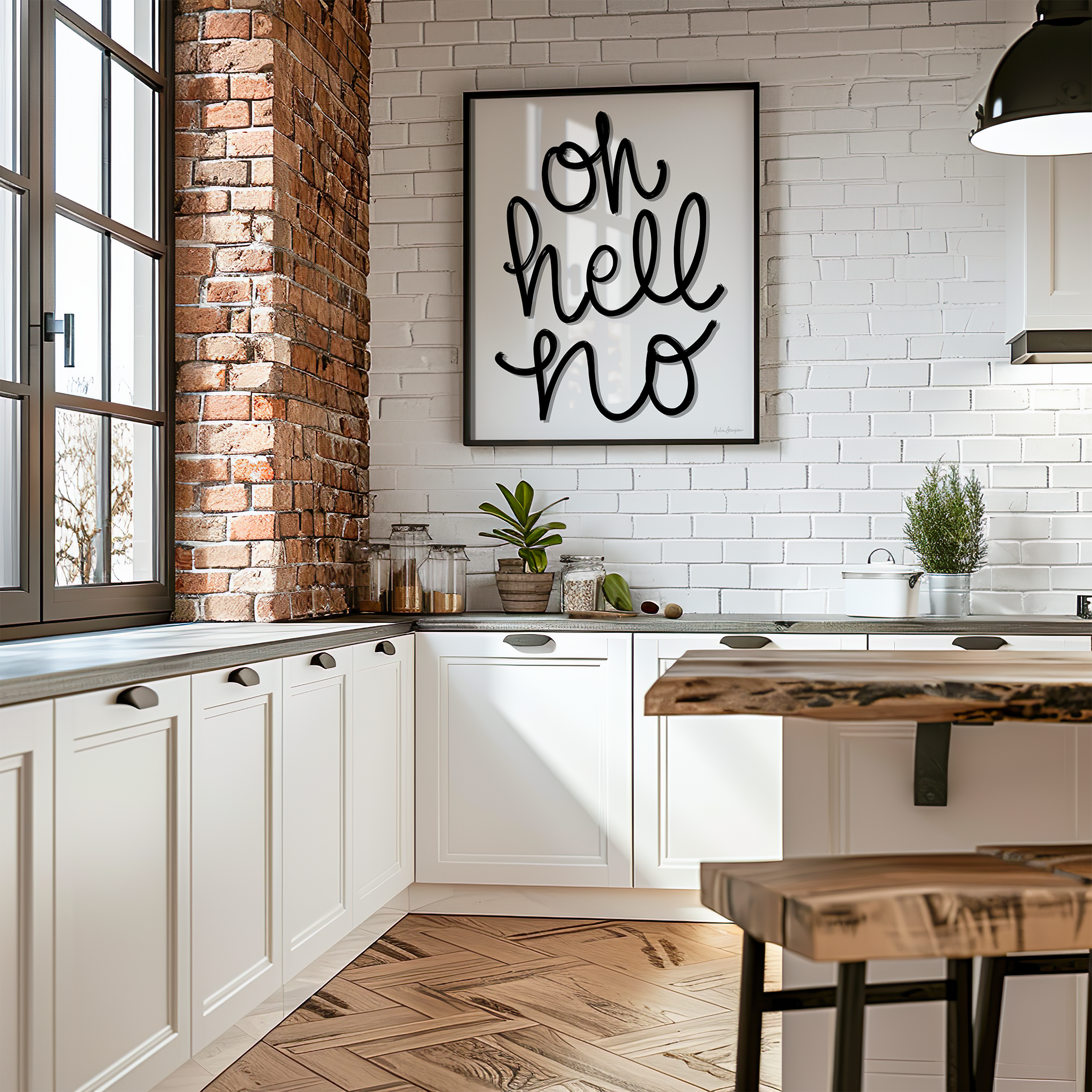 Oh Hell No Art Print on Paper or Canvas - Typography Decor, Maximalist Southern Art Poster