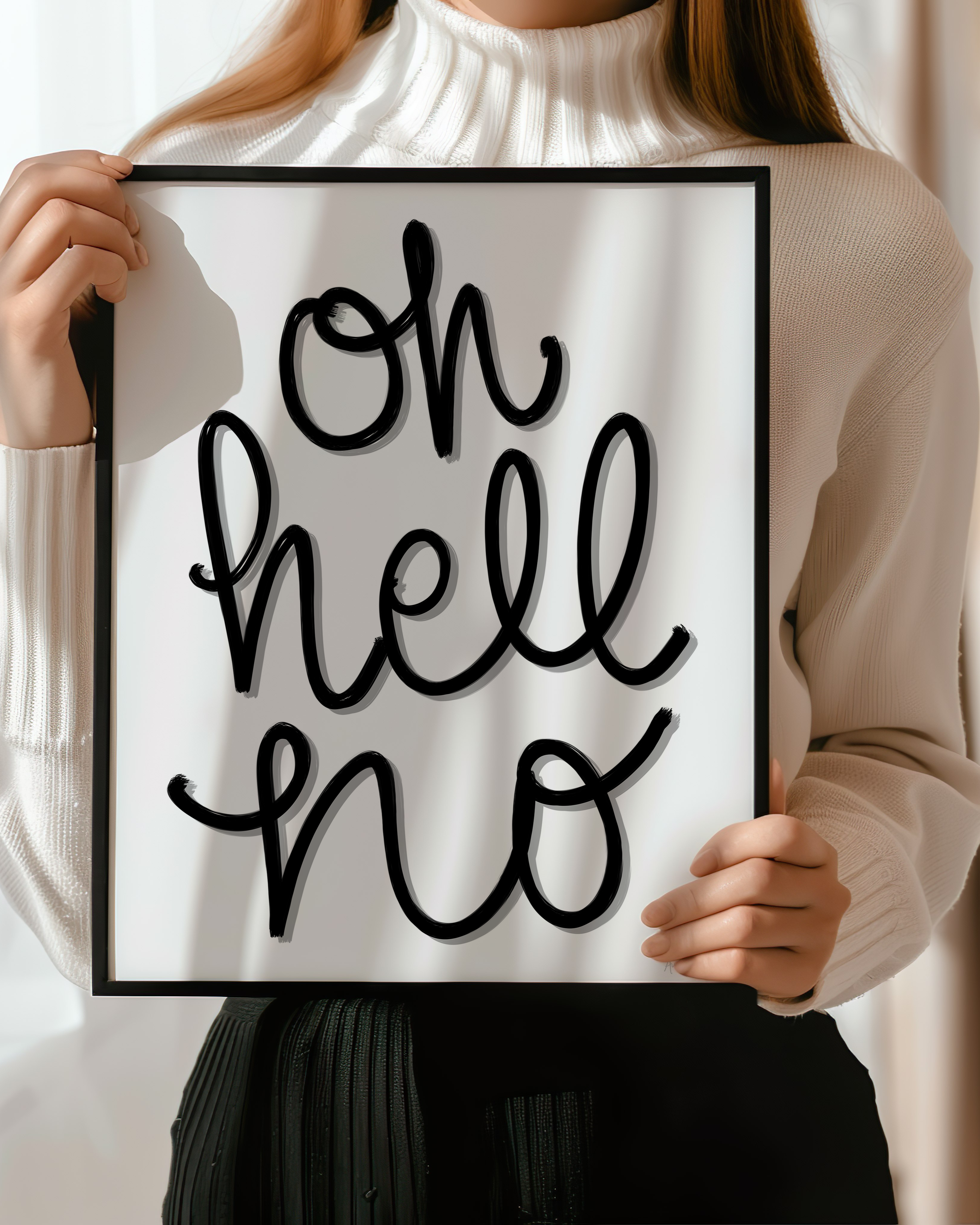 Oh Hell No Art Print on Paper or Canvas - Typography Decor, Maximalist Southern Art Poster