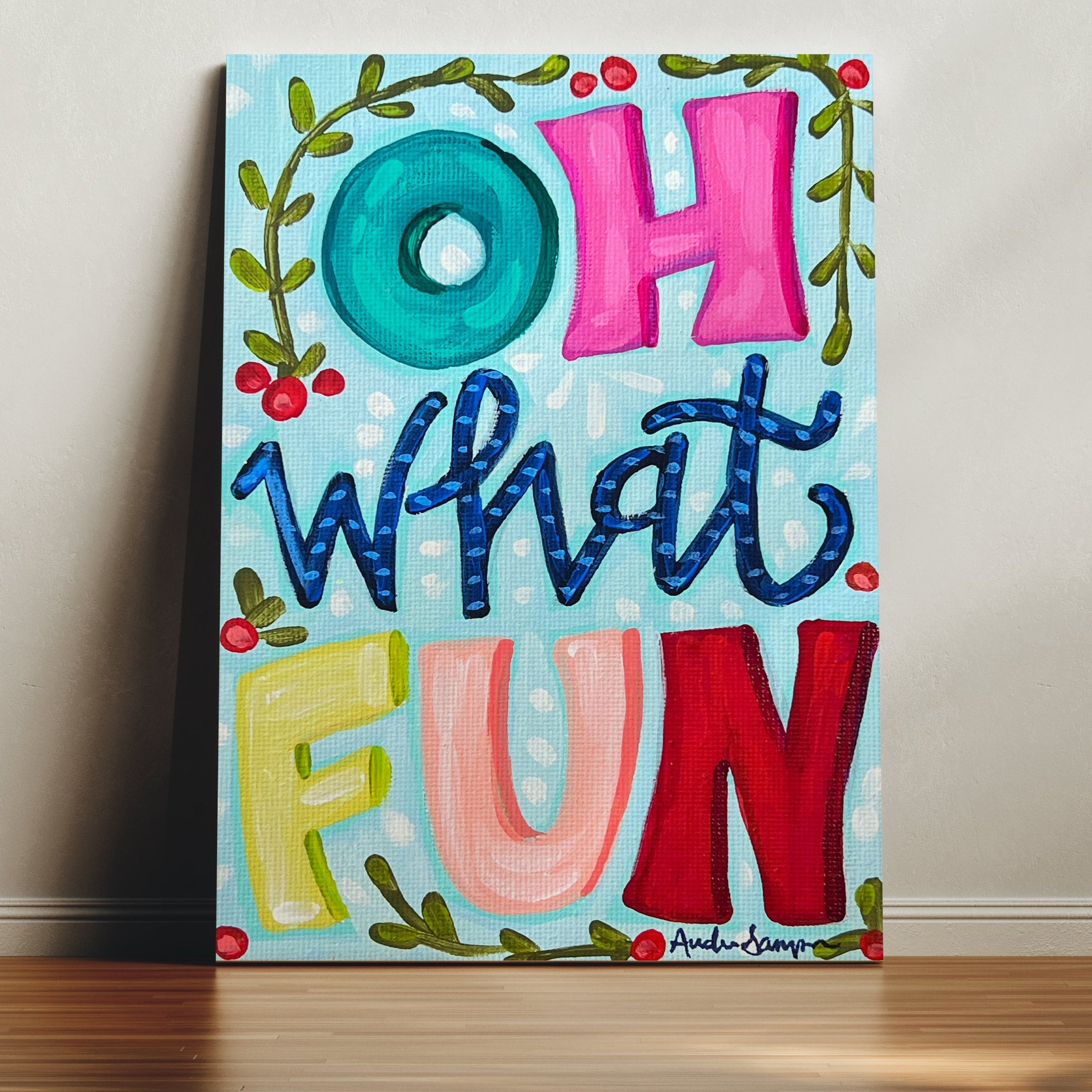 Oh What Fun Christmas Reproduction Print - On Paper or Canvas