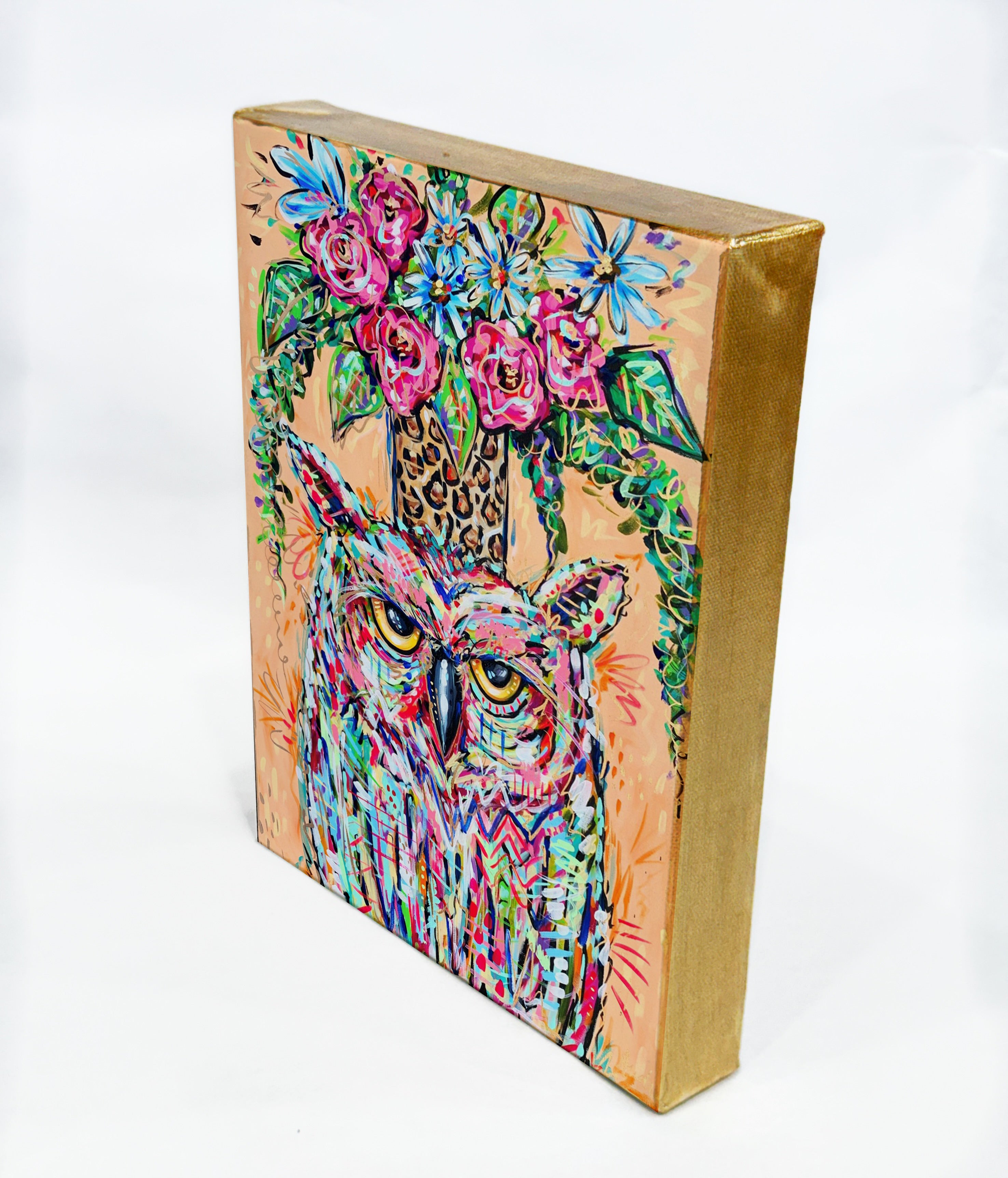 Owl and Bouquet Reproduction - Print on Paper or Canvas