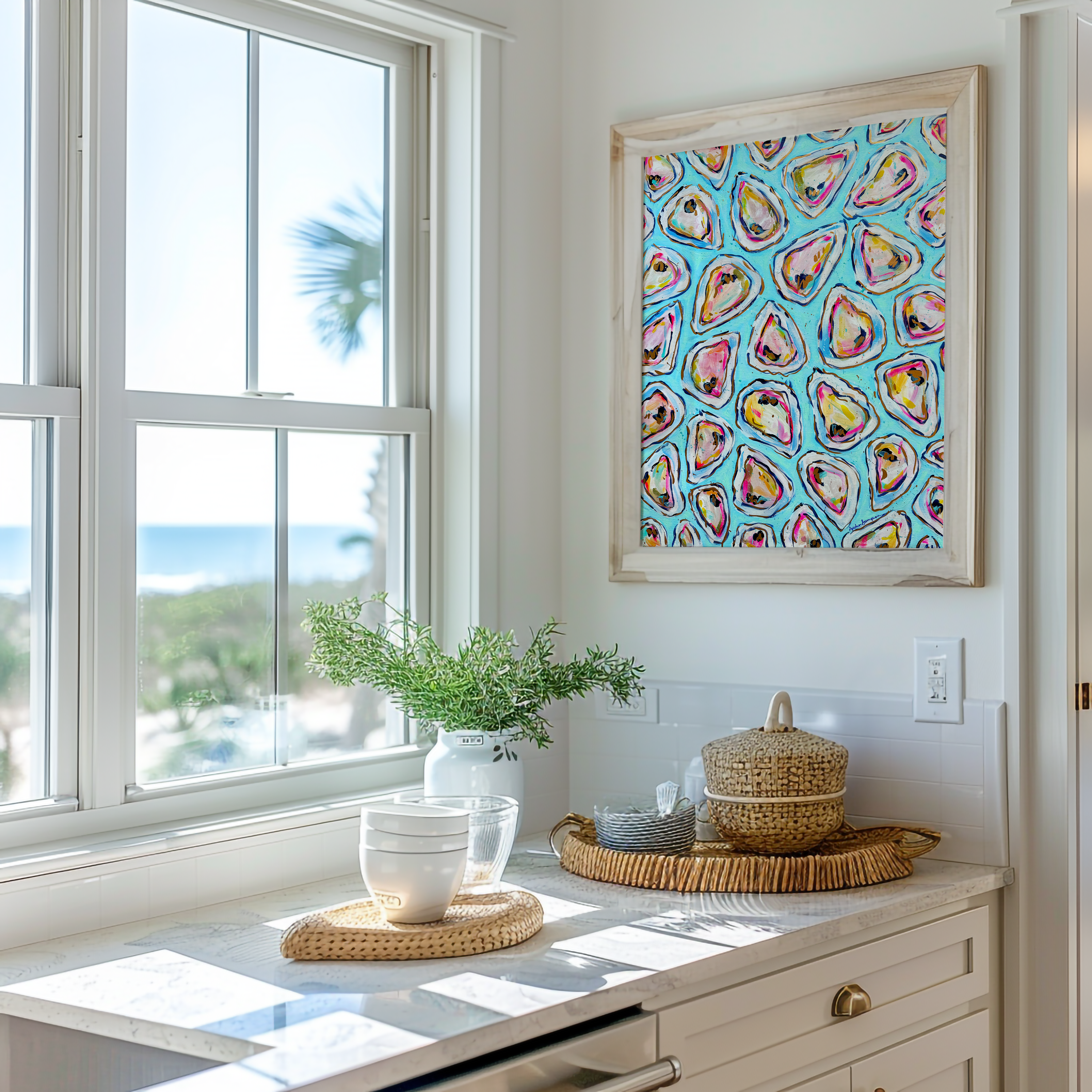 Oysters #2 Art Print on Paper or Canvas - Coastal Decor, Nautical Art Poster