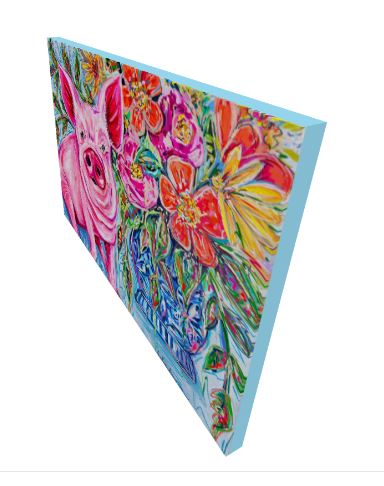 Petunia Pig and Bouquet Reproduction Print