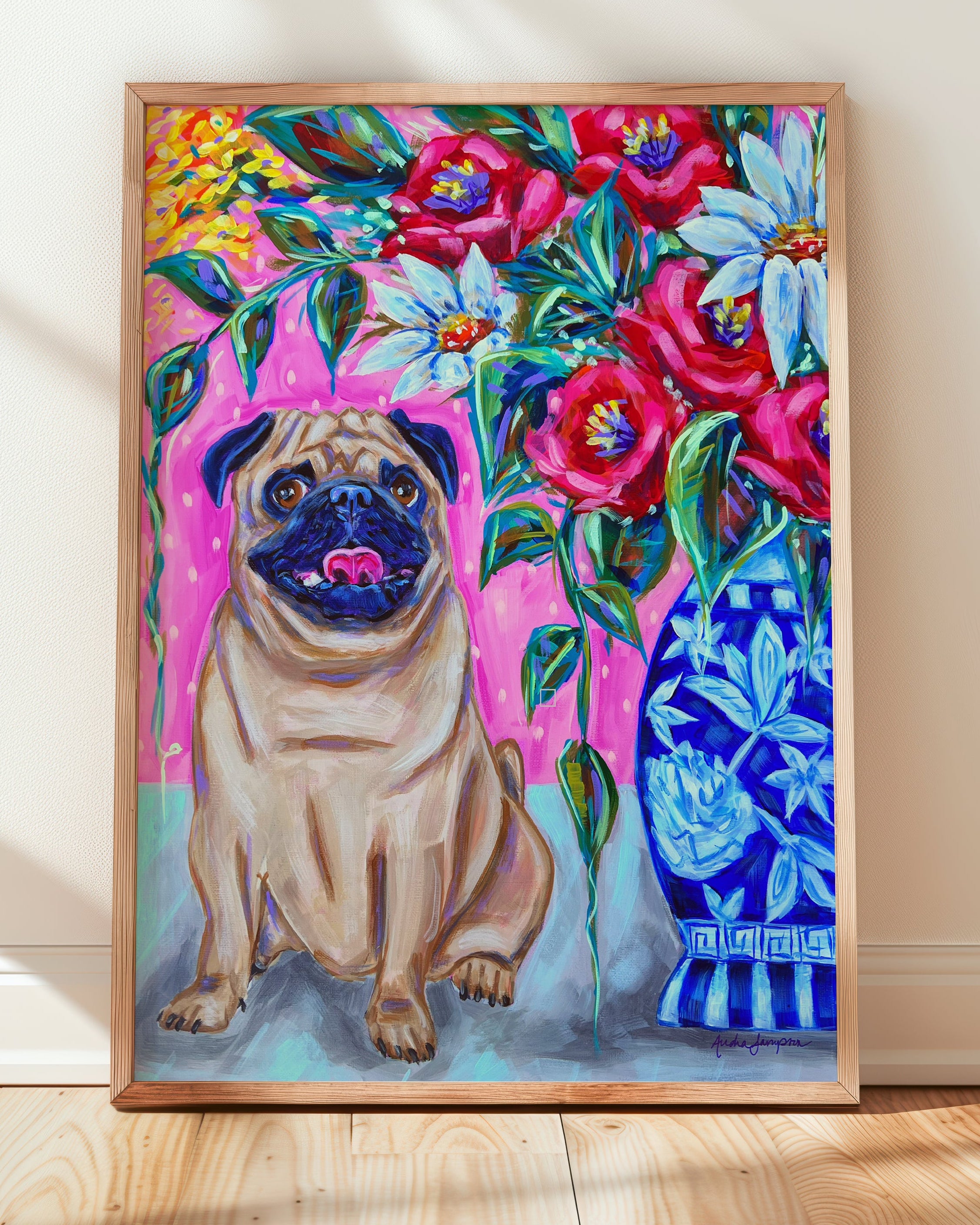 Pug Art Print | Maximalist Dog Wall Art | Dopamine Decor