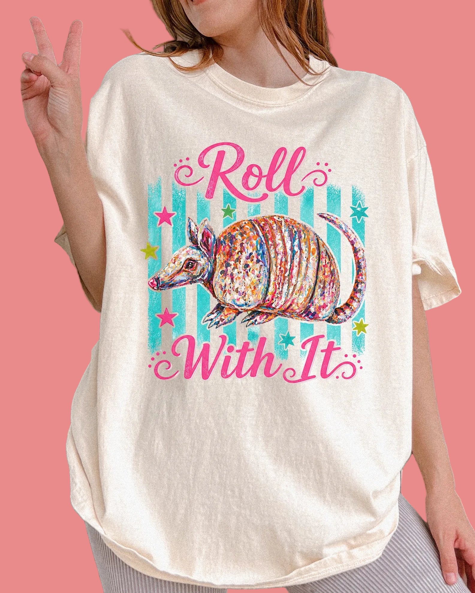 Roll With It Aramadillo T-Shirt | Colorful Funny Graphic Tee