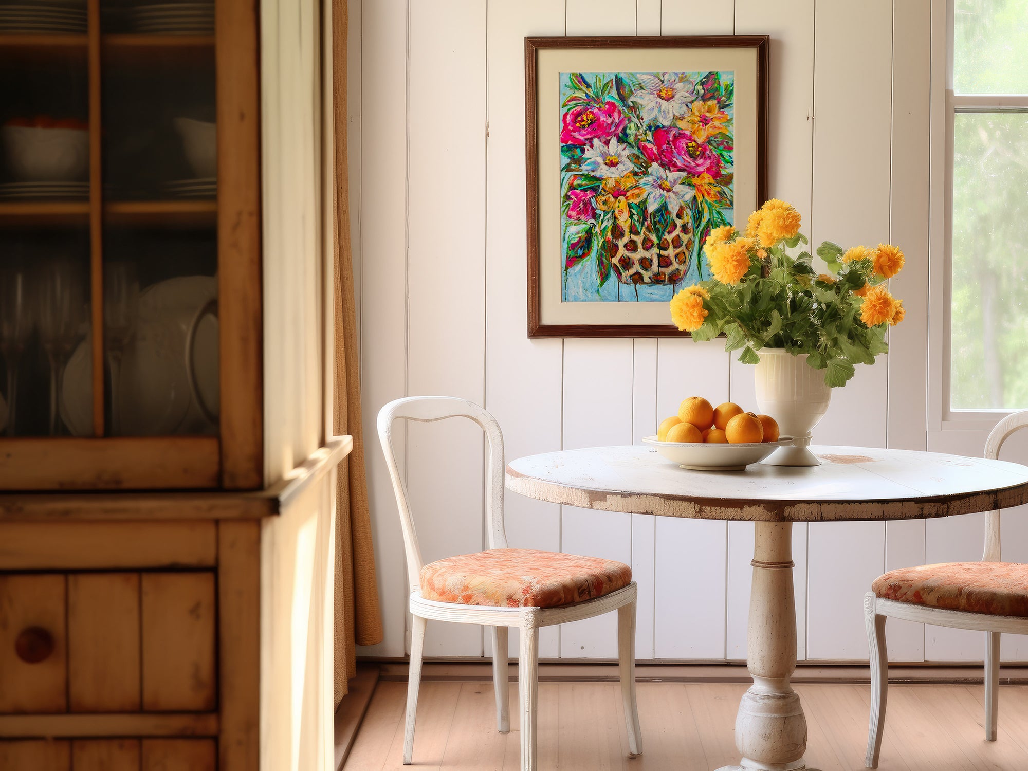 Roses and Daisies Reproduction Print - On Paper or Canvas